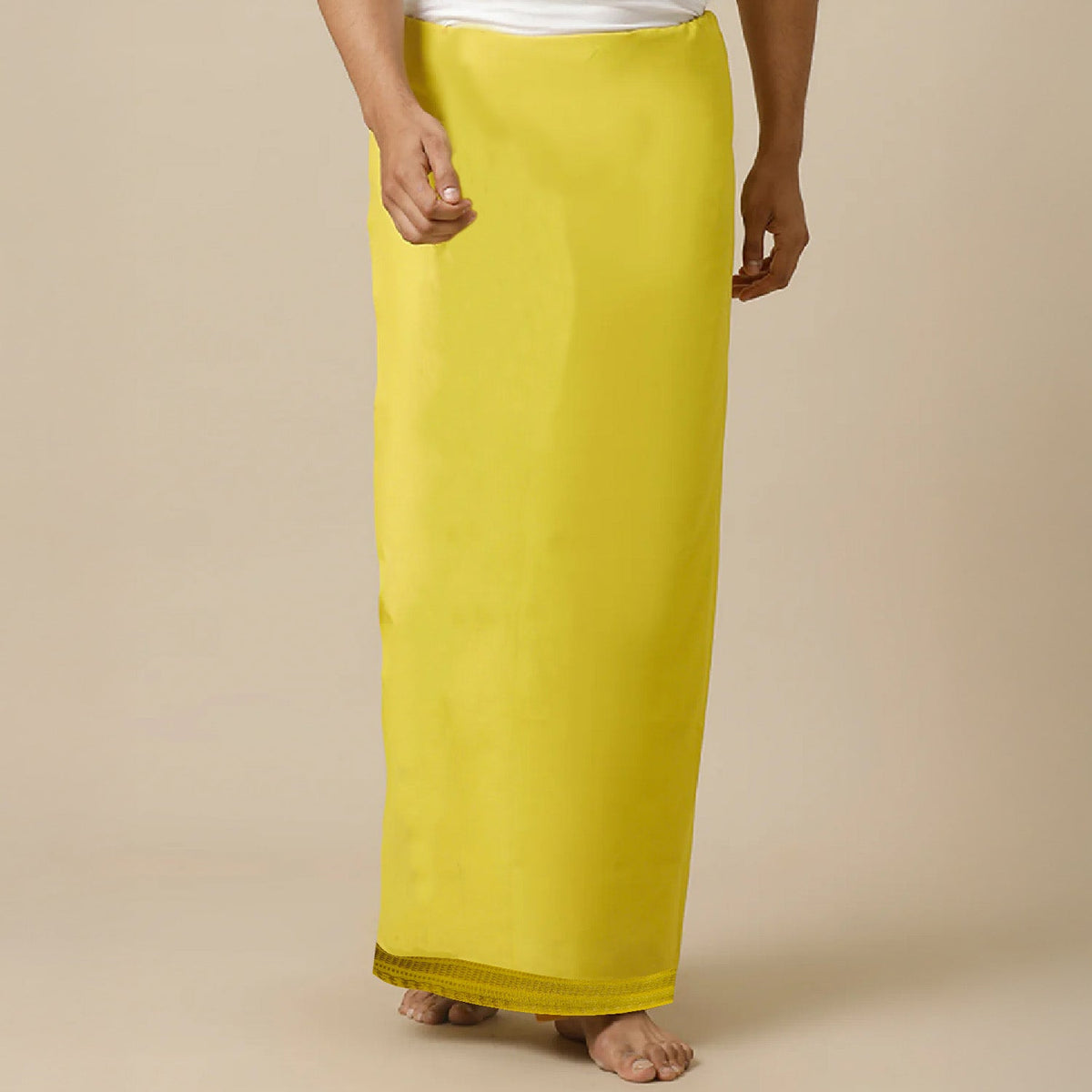 Yellow Dhoti – 4Mtr by Pujashree | Sanatana Journey