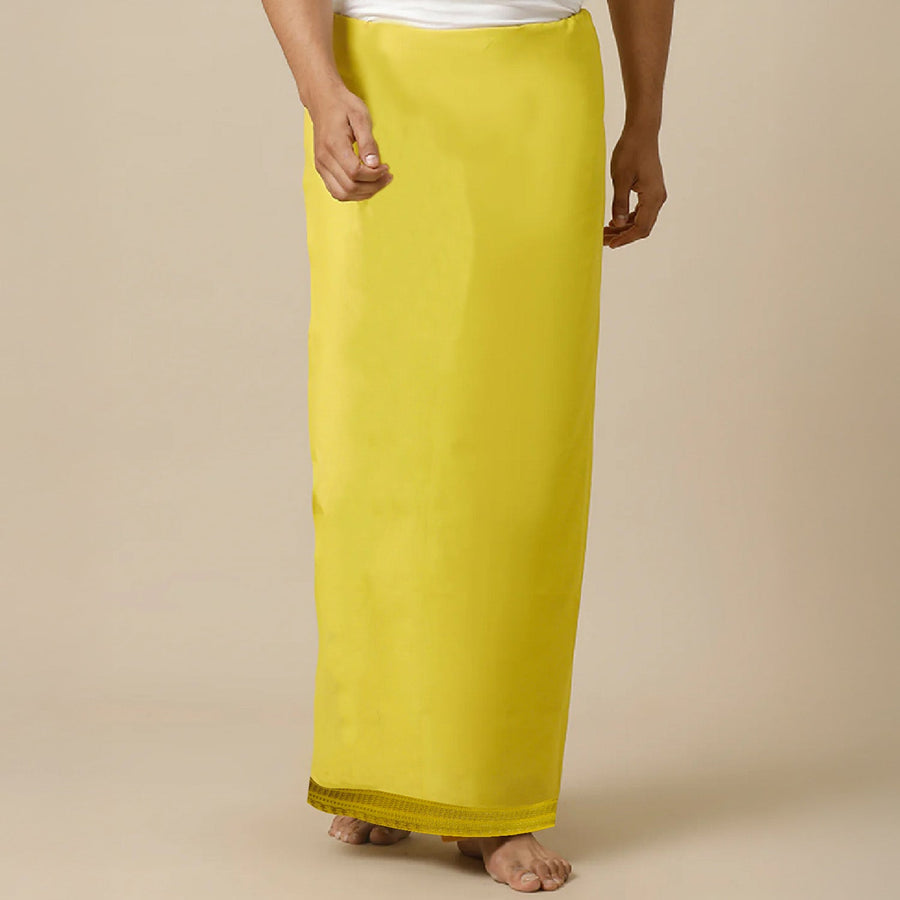 Yellow Dhoti – 4Mtr by Pujashree | Sanatana Journey