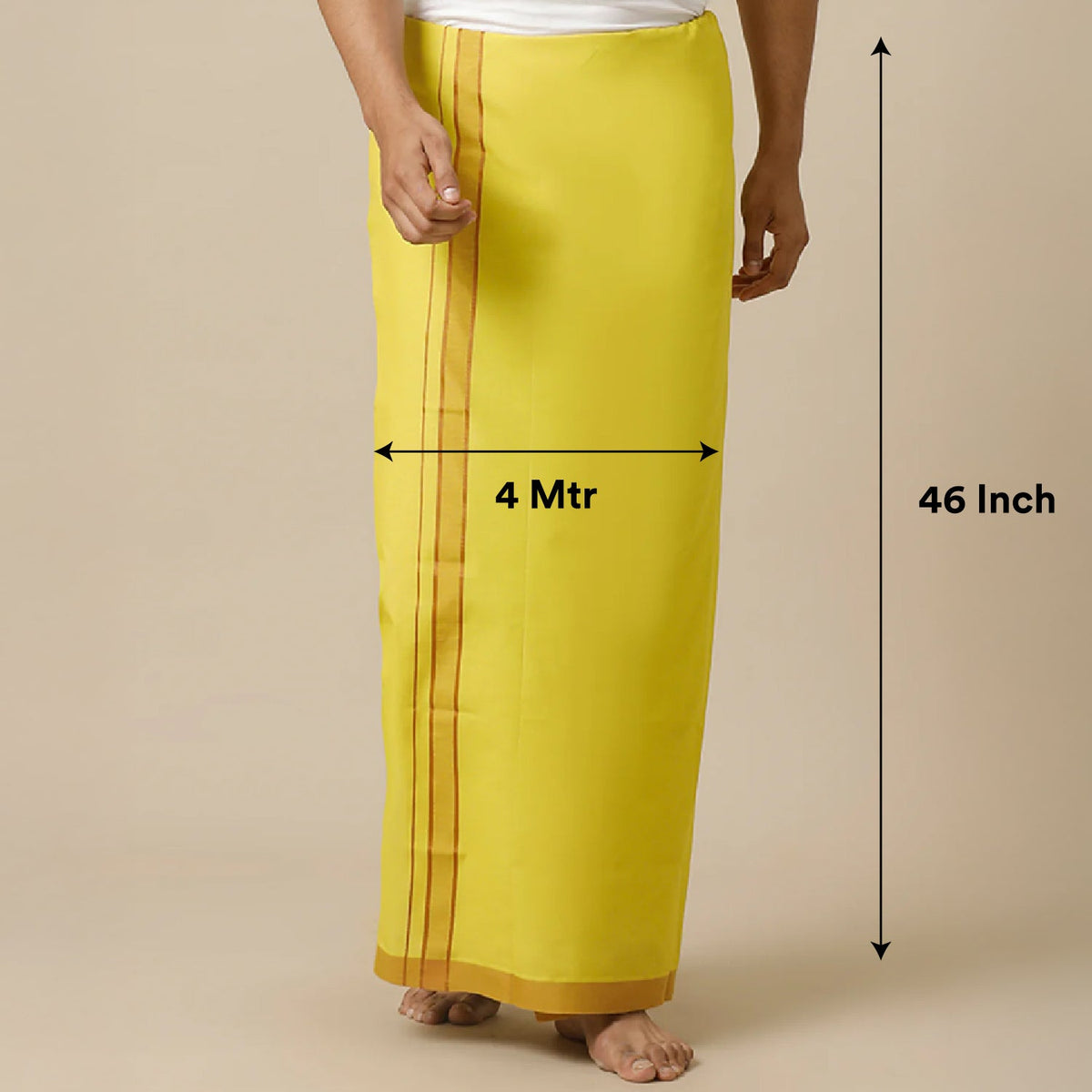 Yellow Dhoti – 4Mtr by Pujashree | Sanatana Journey