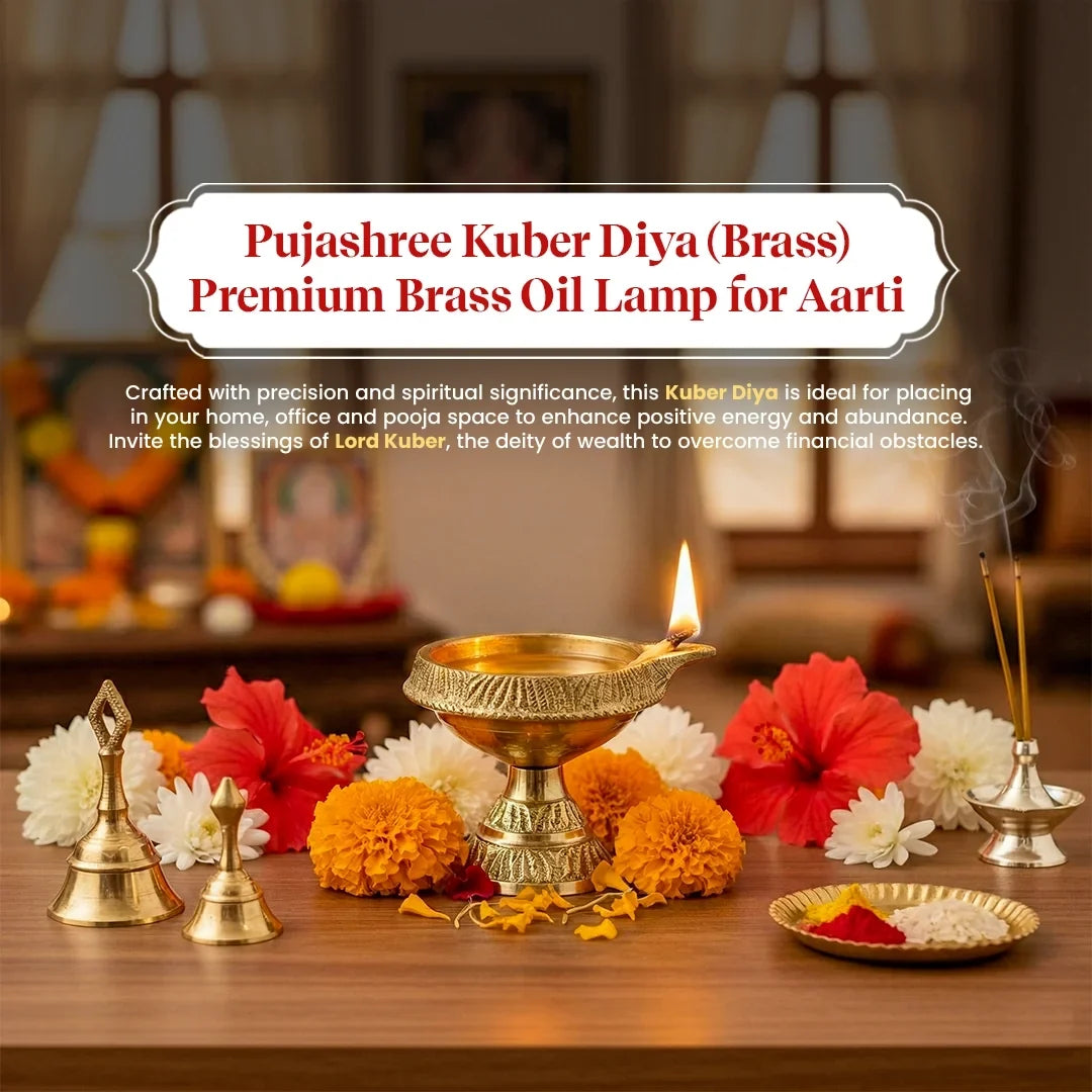 Kuber Diya – Premium Brass Oil Lamp for Aarti | Kuber Diya (Brass, 1 pc) by Pujashree | Sanatana Journey