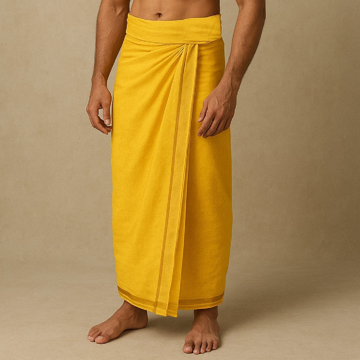 Yellow Dhoti – 4Mtr by Pujashree | Sanatana Journey