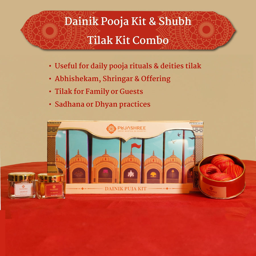 Mangal Tilak Combo – Weekly Puja Kit with Shubh Tilak Kit – Dainik Puja Combo by Pujashree | Sanatana Journey