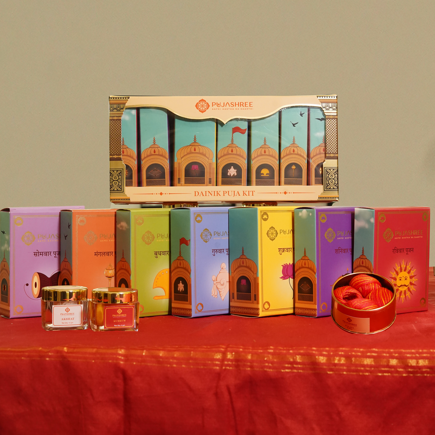 Mangal Tilak Combo – Weekly Puja Kit with Shubh Tilak Kit – Dainik Puja Combo by Pujashree | Sanatana Journey