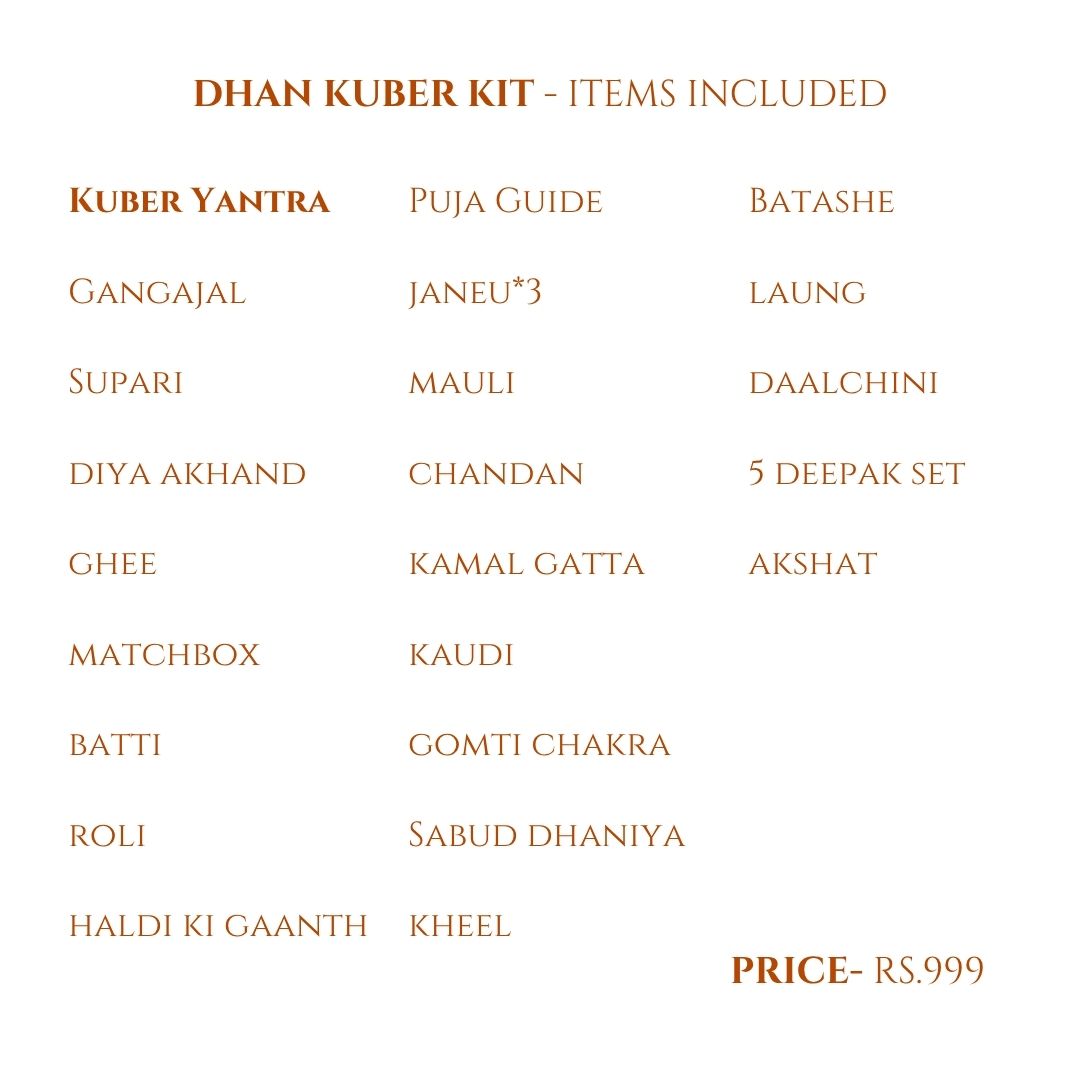 Dhan Kuber Pooja Samagri Kit | Lakshmi Poojan Samagri List
