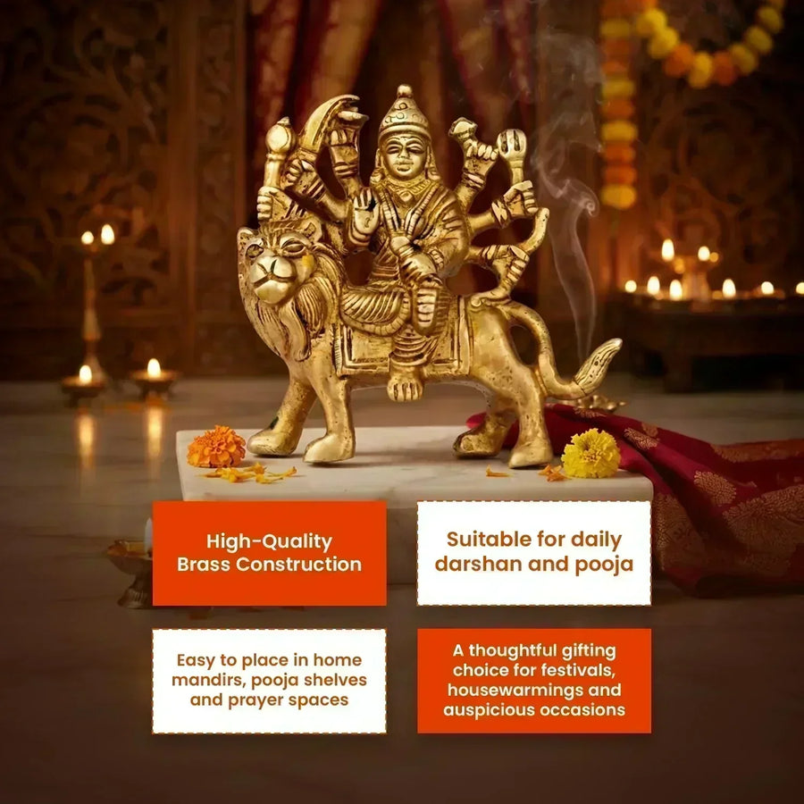 Pujashree Shakti Swaroop Durga Ji Brass Idol for Home Mandir