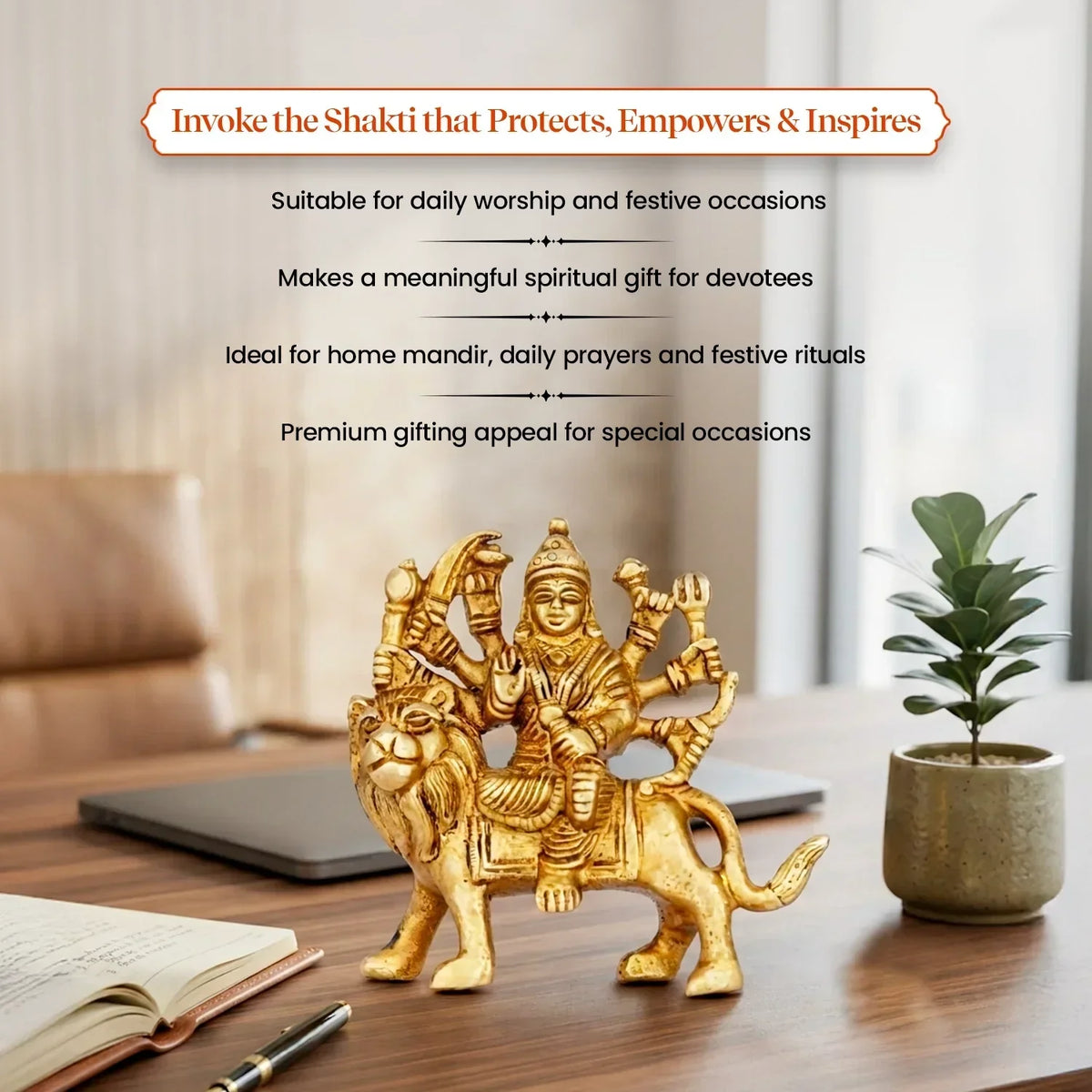 Pujashree Shakti Swaroop Durga Ji Brass Idol for Home Mandir