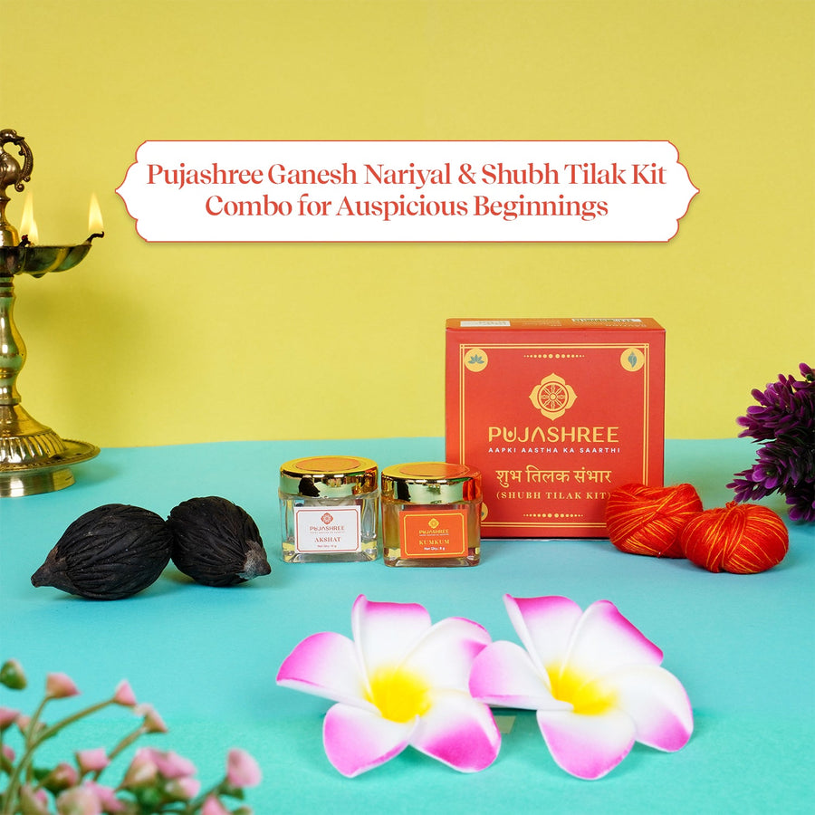 Ganesh Nariyal & Shubh Tilak Kit Combo for Auspicious Beginnings by Pujashree | Sanatana Journey