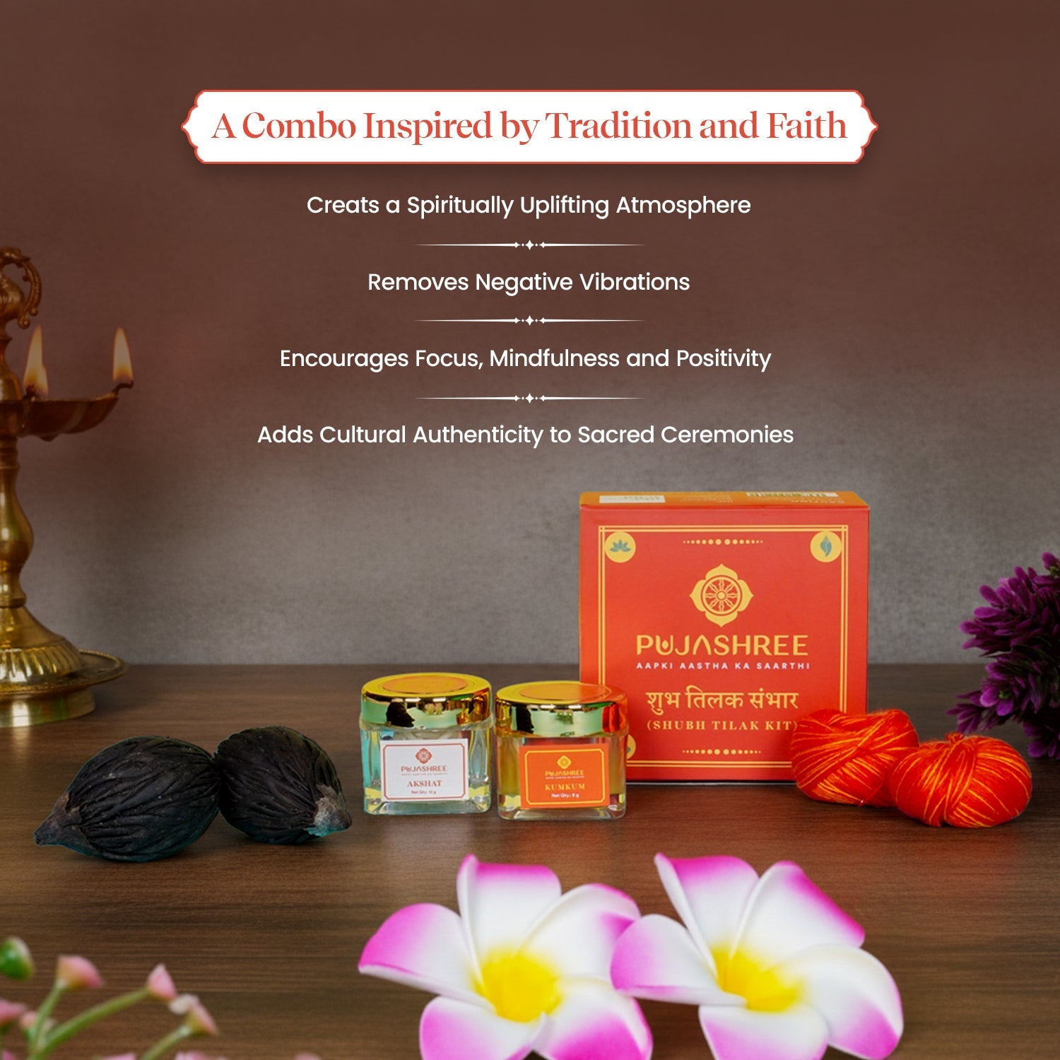 Ganesh Nariyal & Shubh Tilak Kit Combo for Auspicious Beginnings by Pujashree | Sanatana Journey