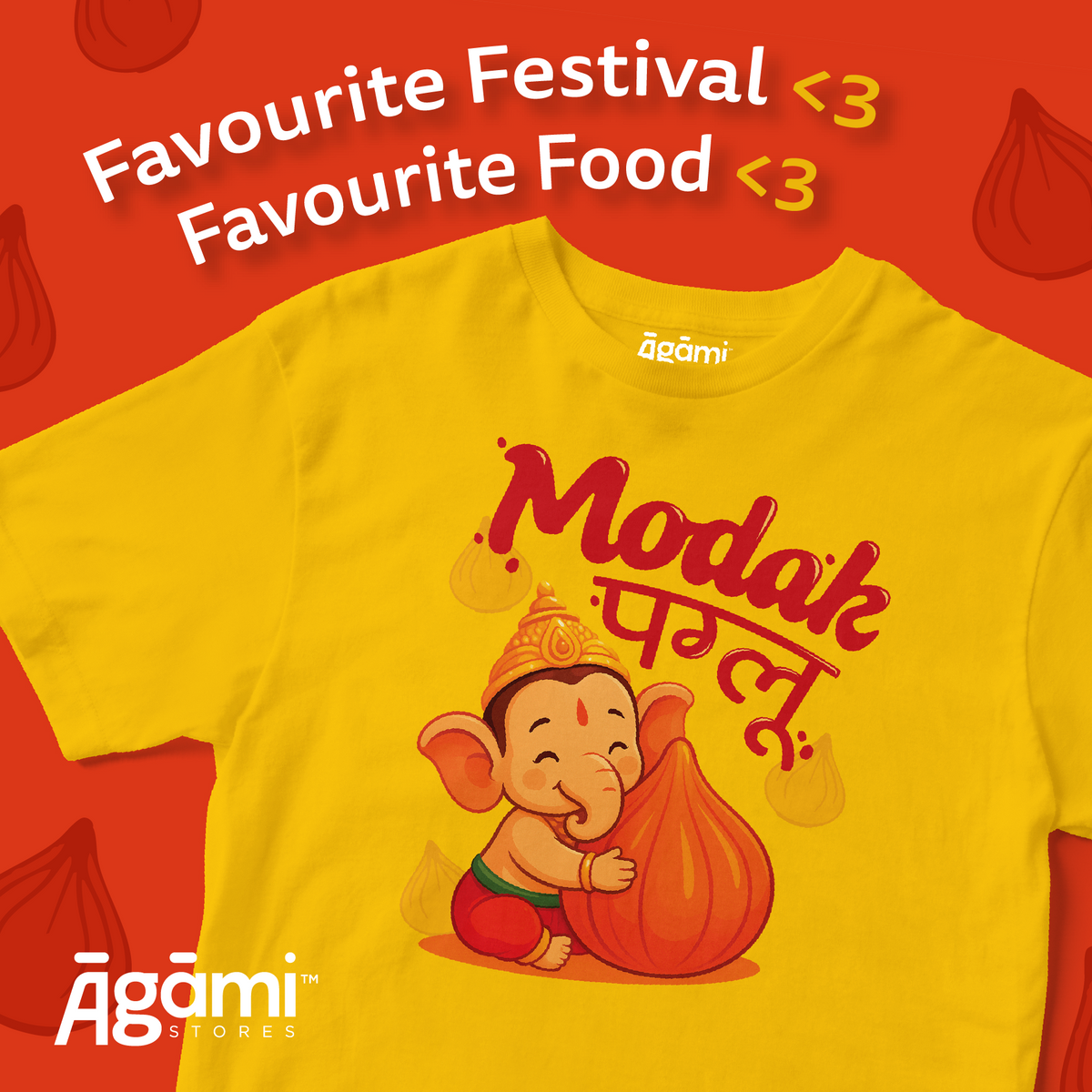 Modak Paglu Ganesh Kids' T-Shirt - Yellow