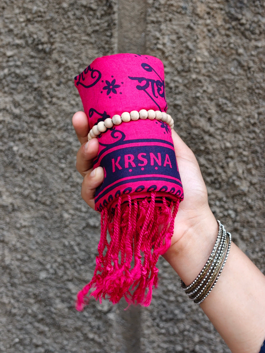 Radhe Radhe Devotional Stole - Magenta