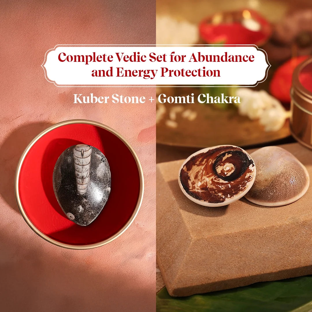 Kuber Dhanyog Combo – Kuber Stone & Gomti Chakr for Wealth & Prosperity by Pujashree | Sanatana Journey