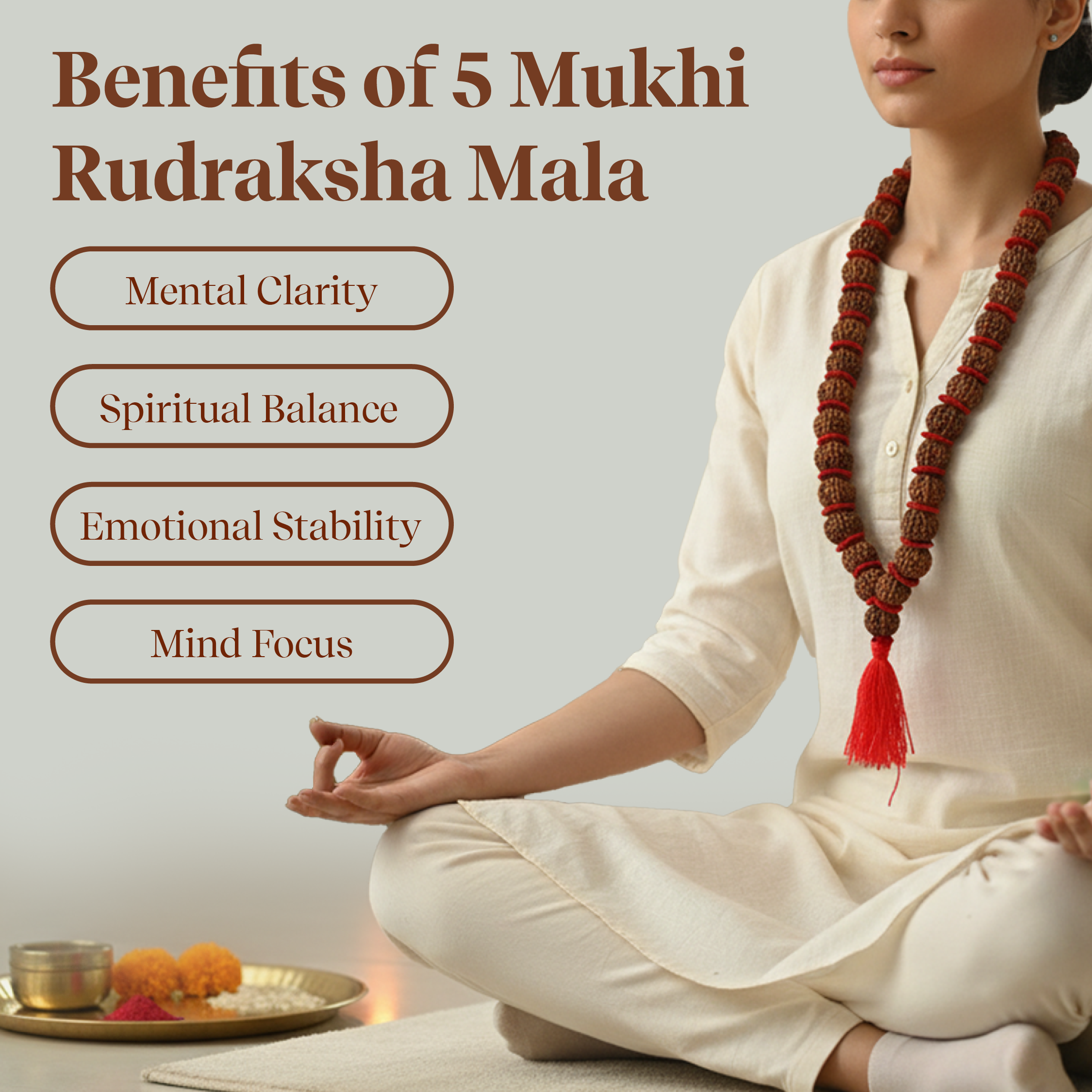 Panchmukhi Rudraksha Mala Large (21MM)  – For Deep Meditation & Spiritual Power