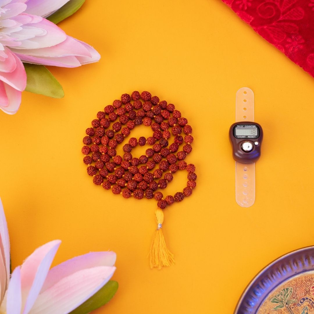 Mantra Jaap Combo - Rudraksha Mala & Digital Finger Counter