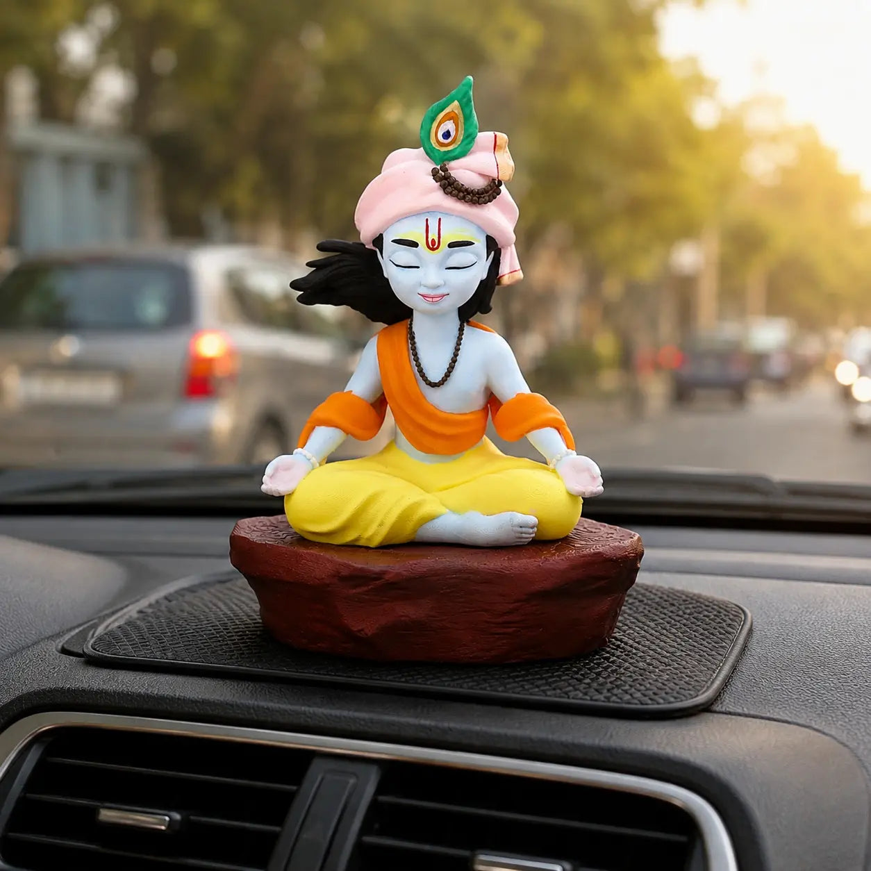 Krishna in meditation figurine for desk and home decor