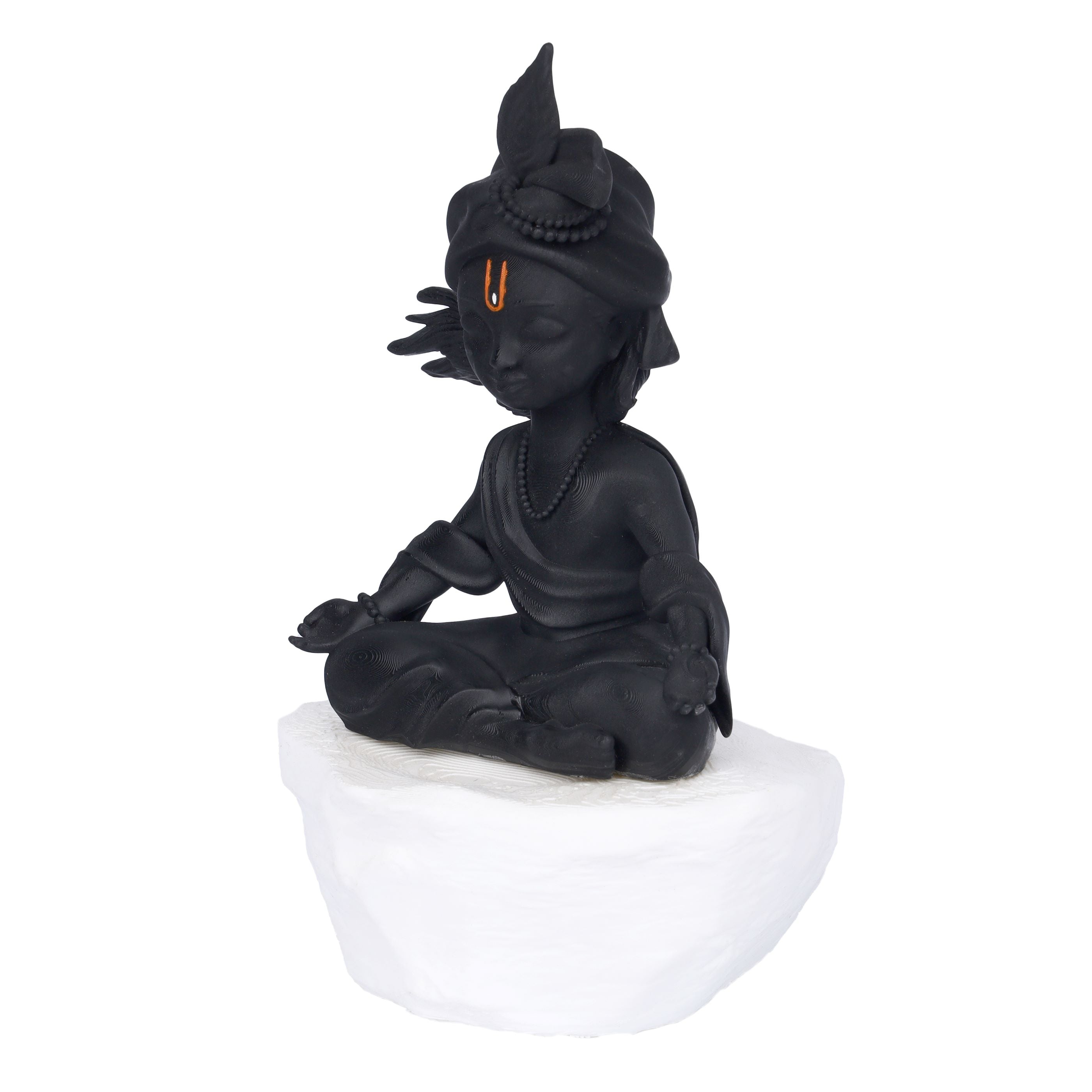 Black Krishna in dhyan figurine with detailed finish