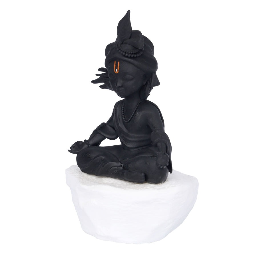 Black Krishna in dhyan figurine with detailed finish