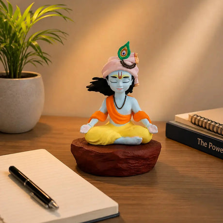 Meditating Krishna idol in dhyan pose by Quantum Legends