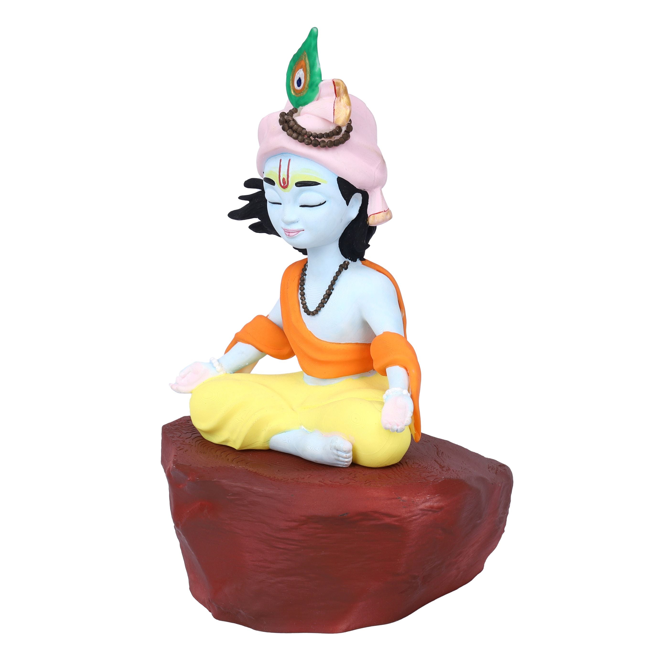 Blue Krishna in dhyan figurine display view