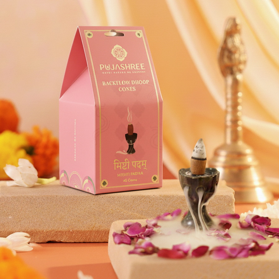 Mishti Padma Backflow Dhoop Cones (40 pcs) – Sweet Floral Aroma for Serenity by Pujashree | Sanatana Journey