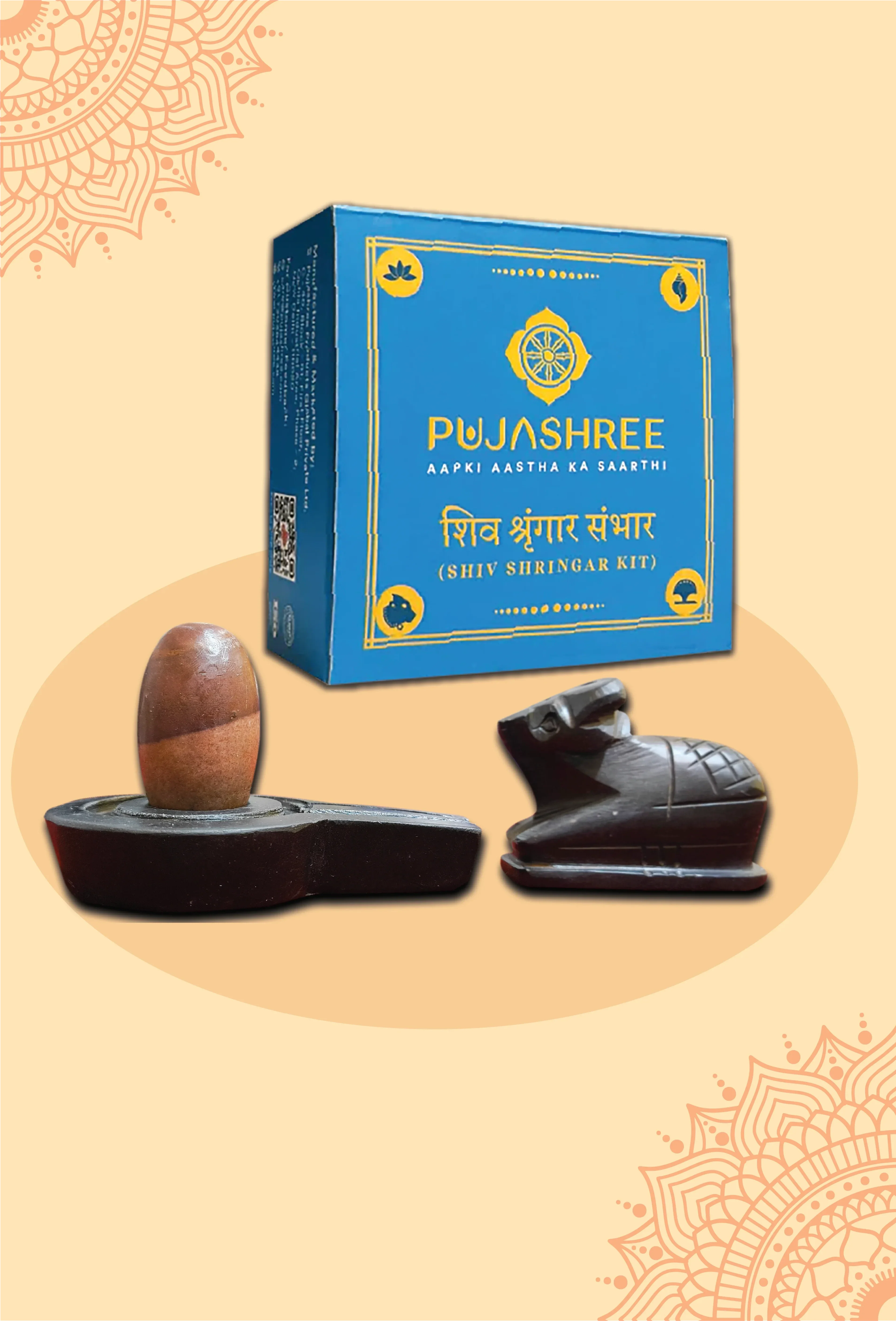 Shiv Bhakti Combo – Narmadeshwar Shivling & Shiv Shringar Kit for Shiv Abhishek by Pujashree | Sanatana Journey