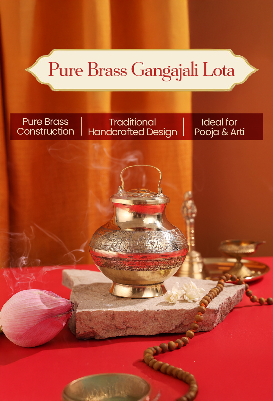 Pavitr Gangajal Combo – Gangajal, Gangajali Lota & Gulab Jal for Pure Puja Rituals by Pujashree | Sanatana Journey