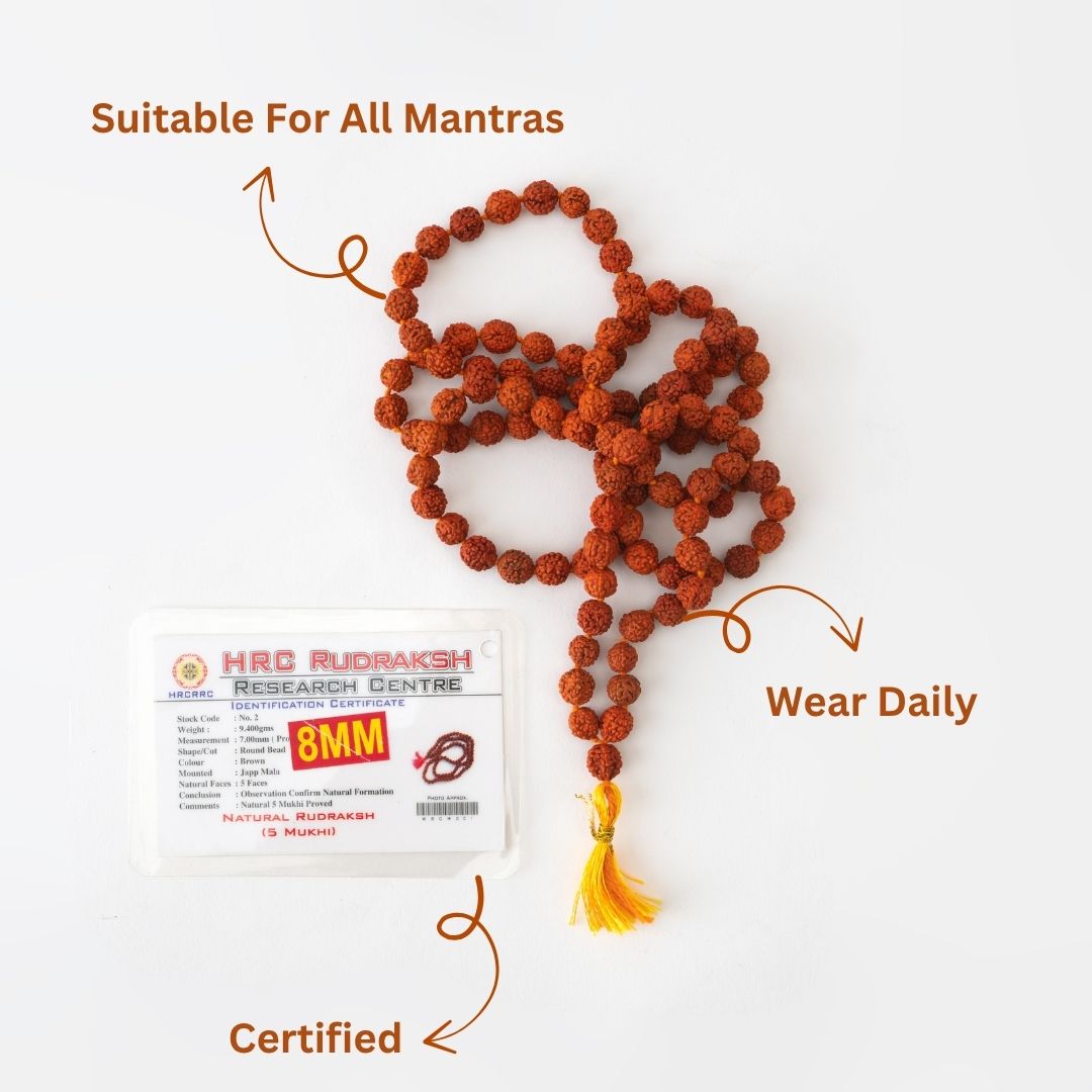 Panch Mukhi Rudraksha Mala Certified