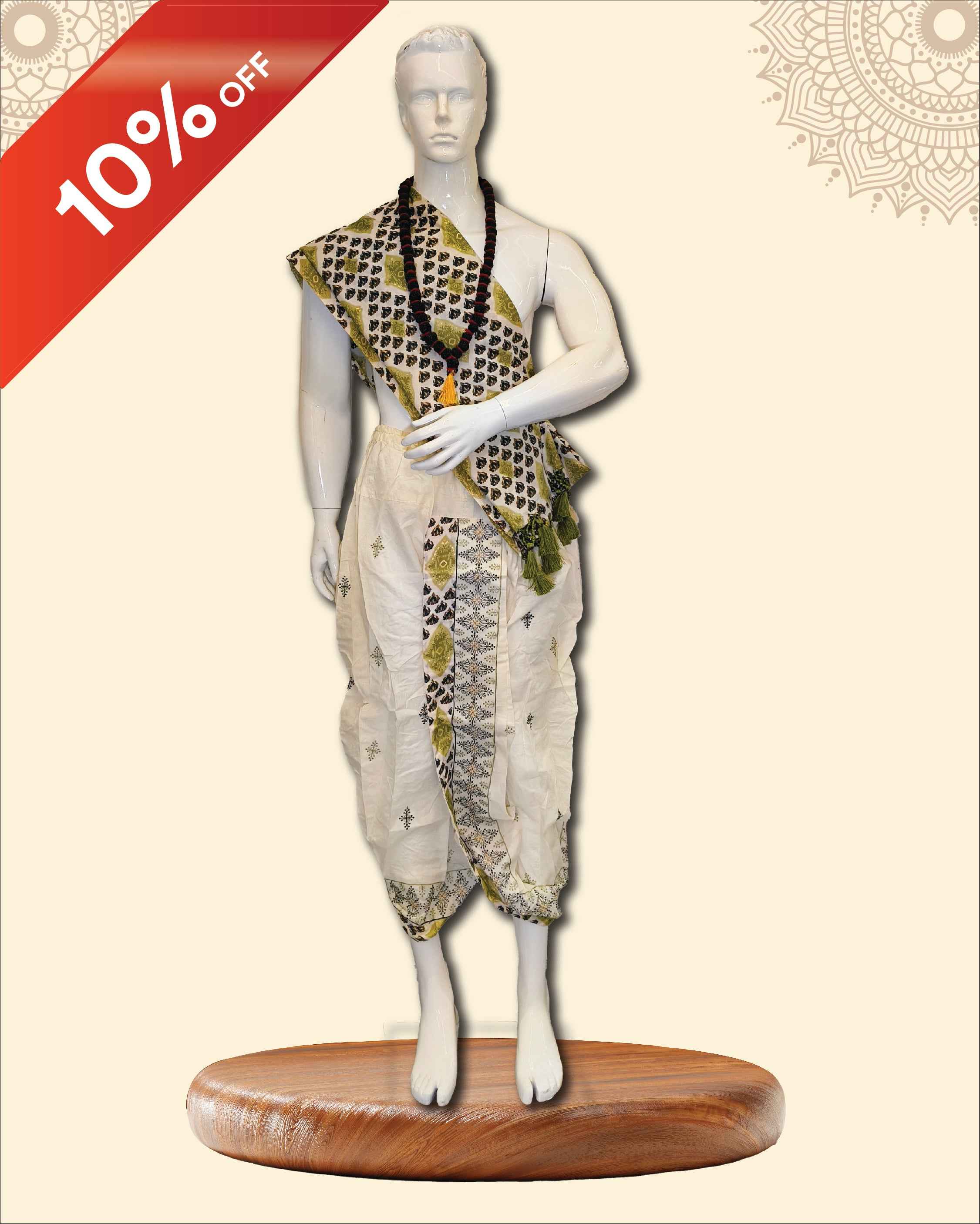 Angvastra – Cotton Dhoti & Angvastra Set by Pujashree | Sanatana Journey