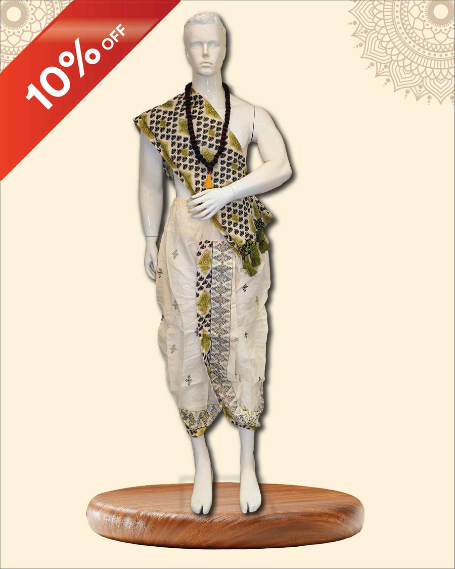 Angvastra – Cotton Dhoti & Angvastra Set by Pujashree | Sanatana Journey