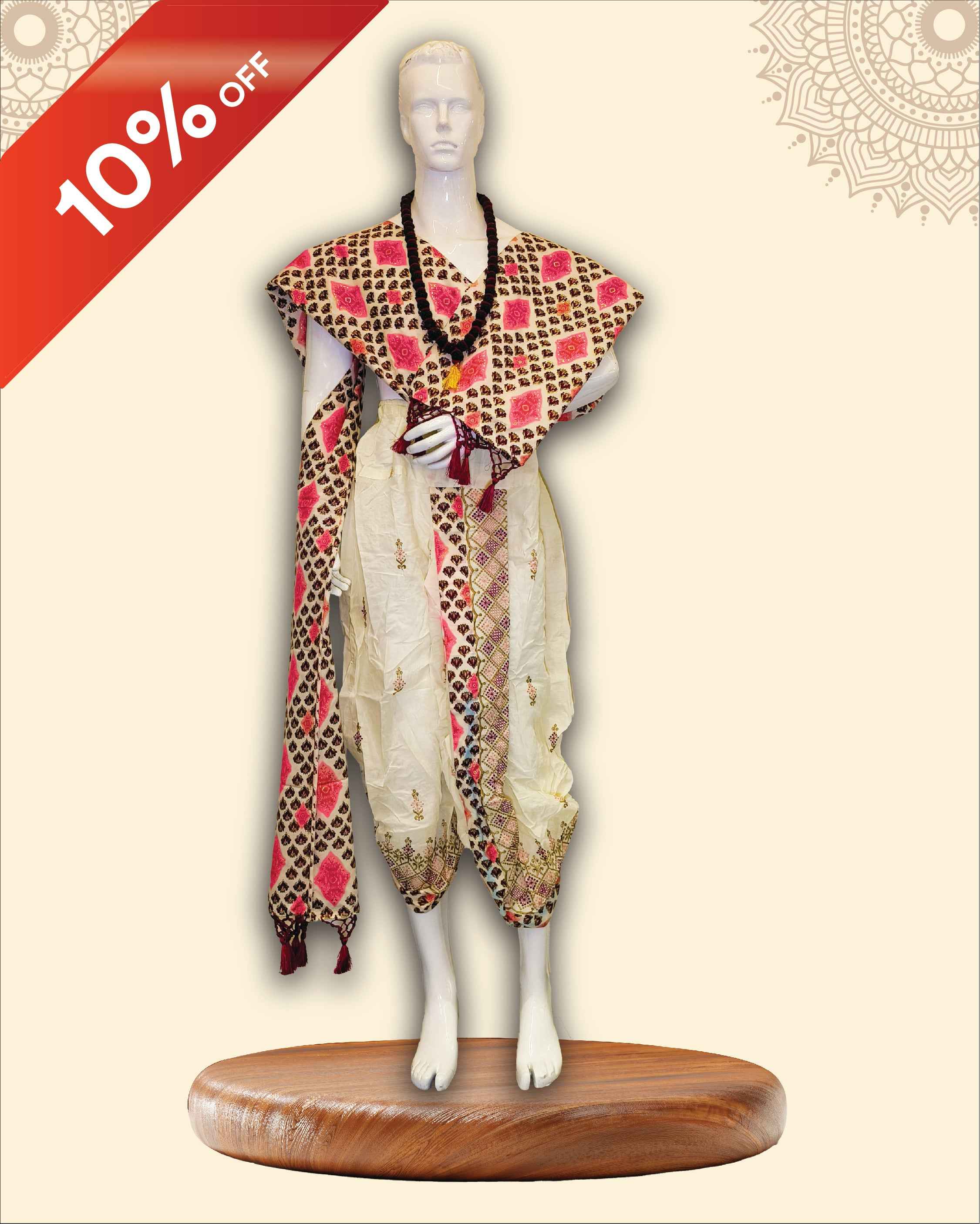 Angvastra – Cotton Dhoti & Angvastra Set by Pujashree | Sanatana Journey