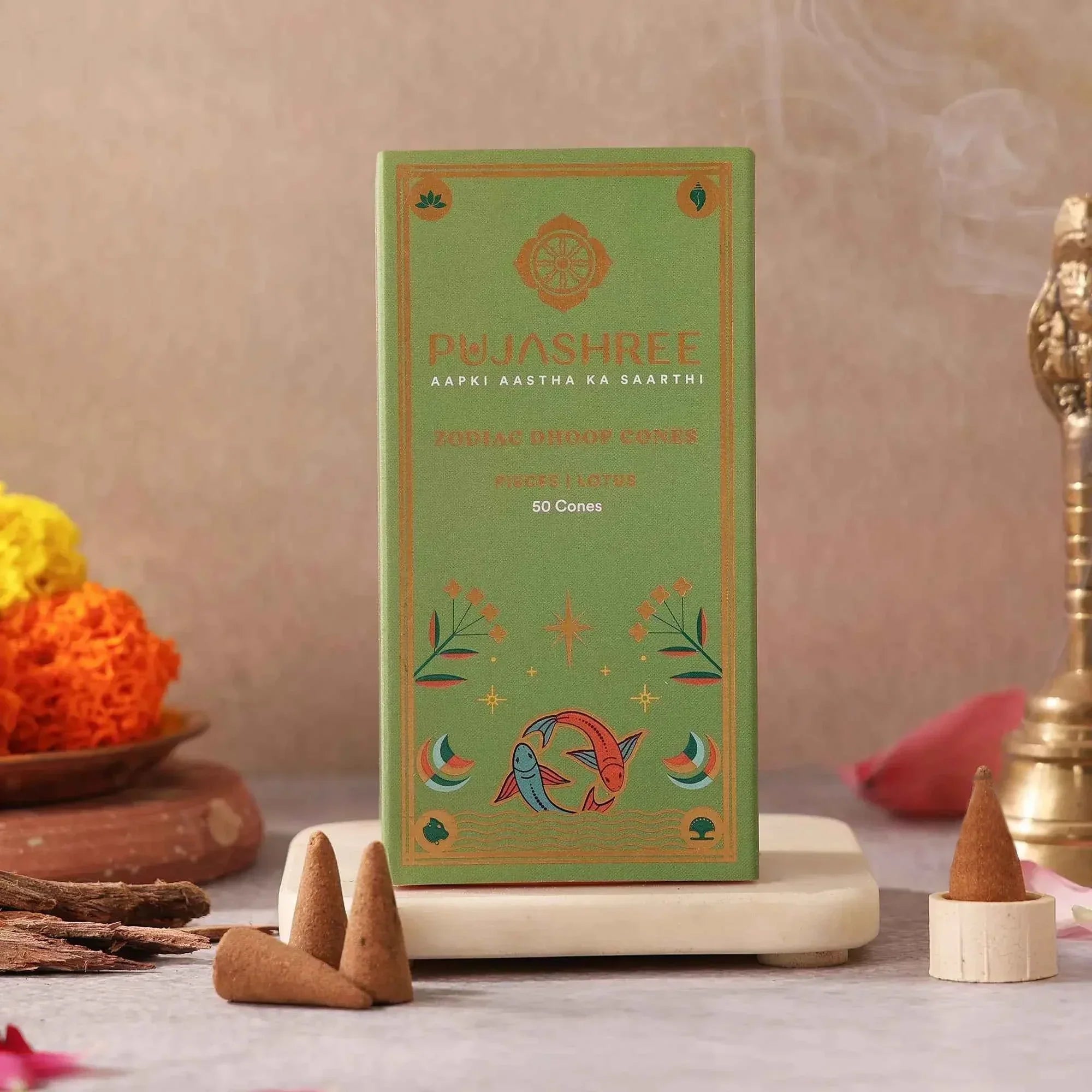 Pisces Zodiac Dhoop Cones 50 pcs - Lotus
