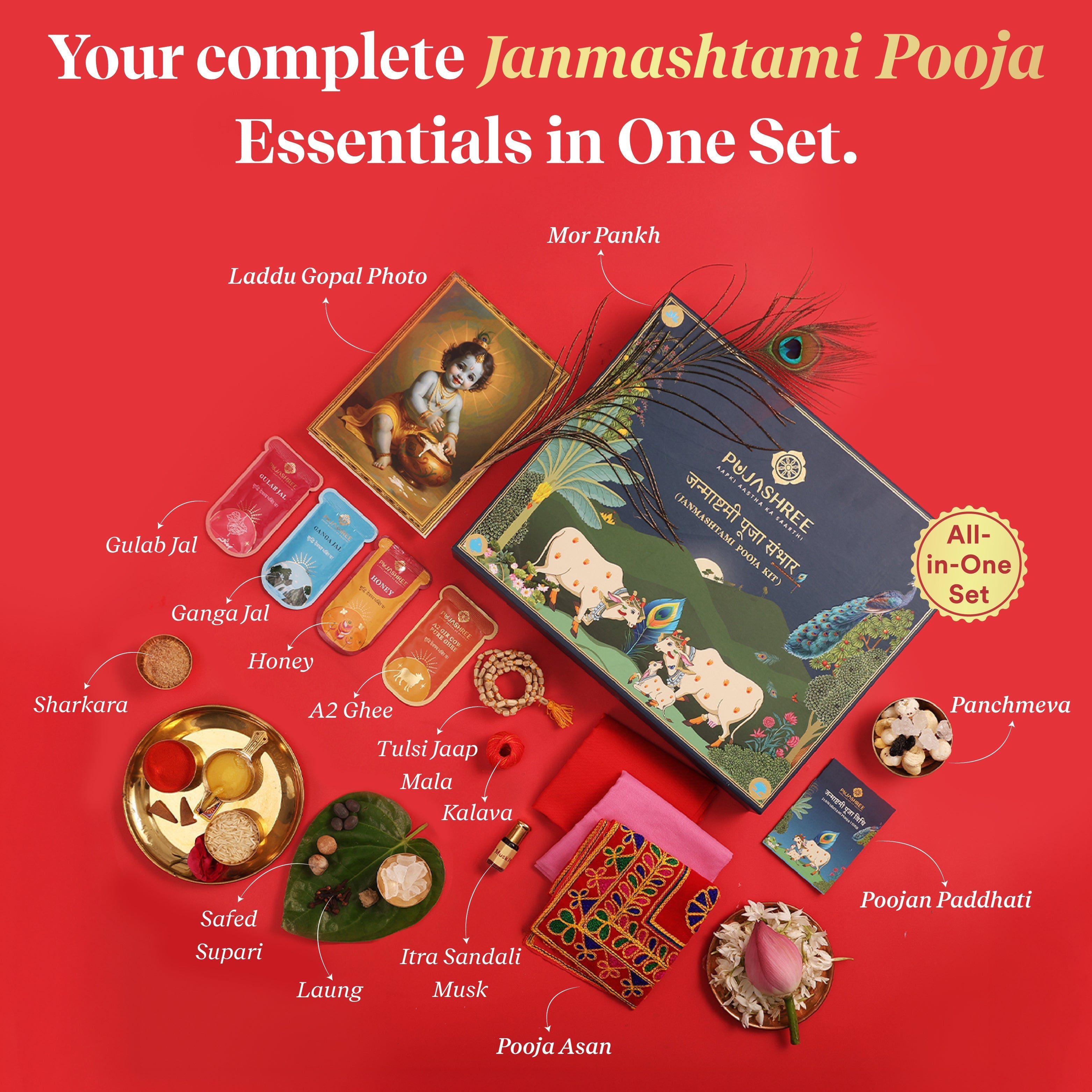 Janmashtami Pooja Kit - Complete Pooja Kit for a Devotional Krishna Janmashtami