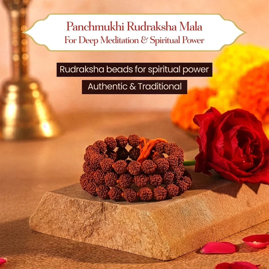 Divya Mala Combo - Panchmukhi Rudraksh & Kamalgatta Mala for Meditation & Peace