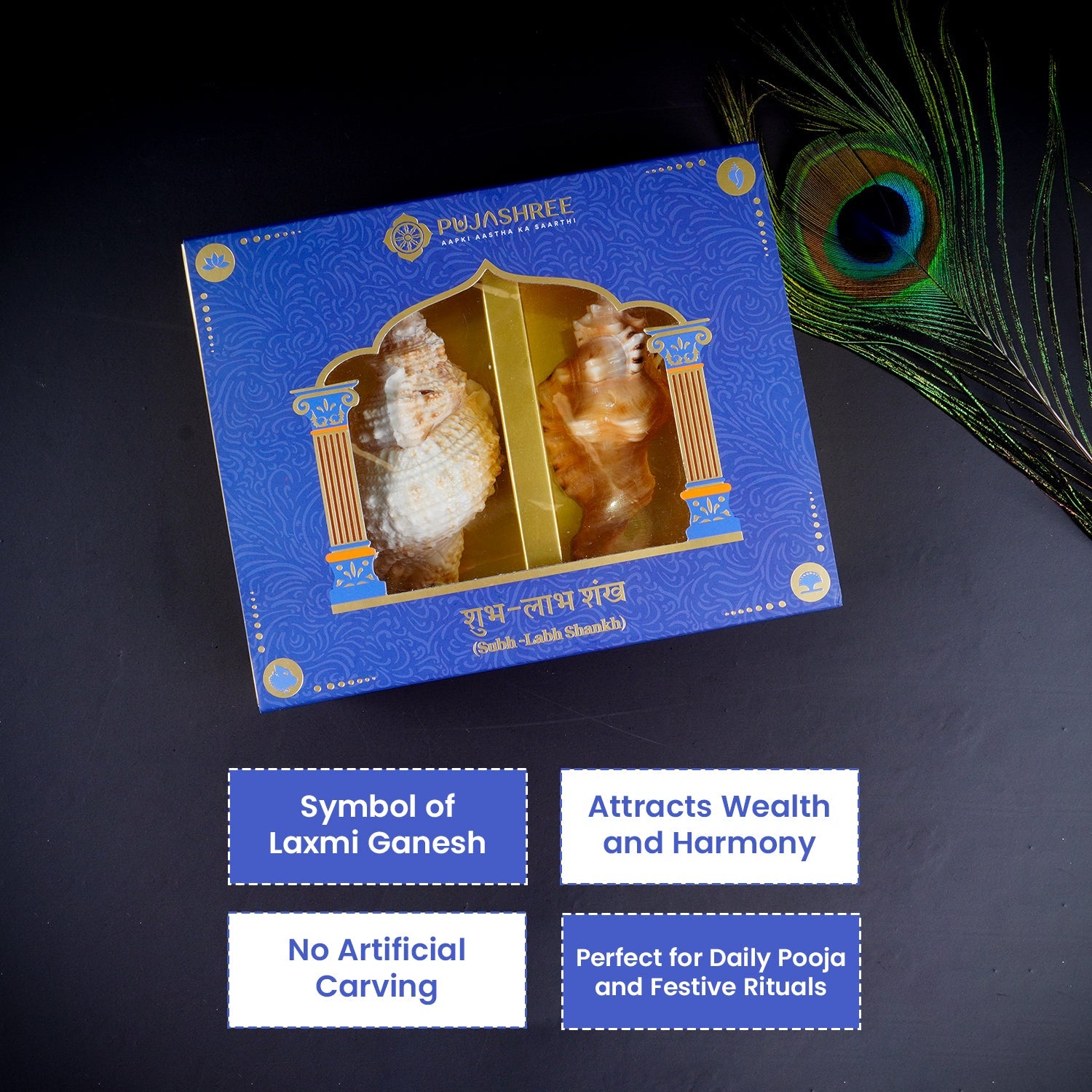 Sacred Shubh – Labh Shankh Pair – Bring Home Prosperity & Protection by Pujashree | Sanatana Journey