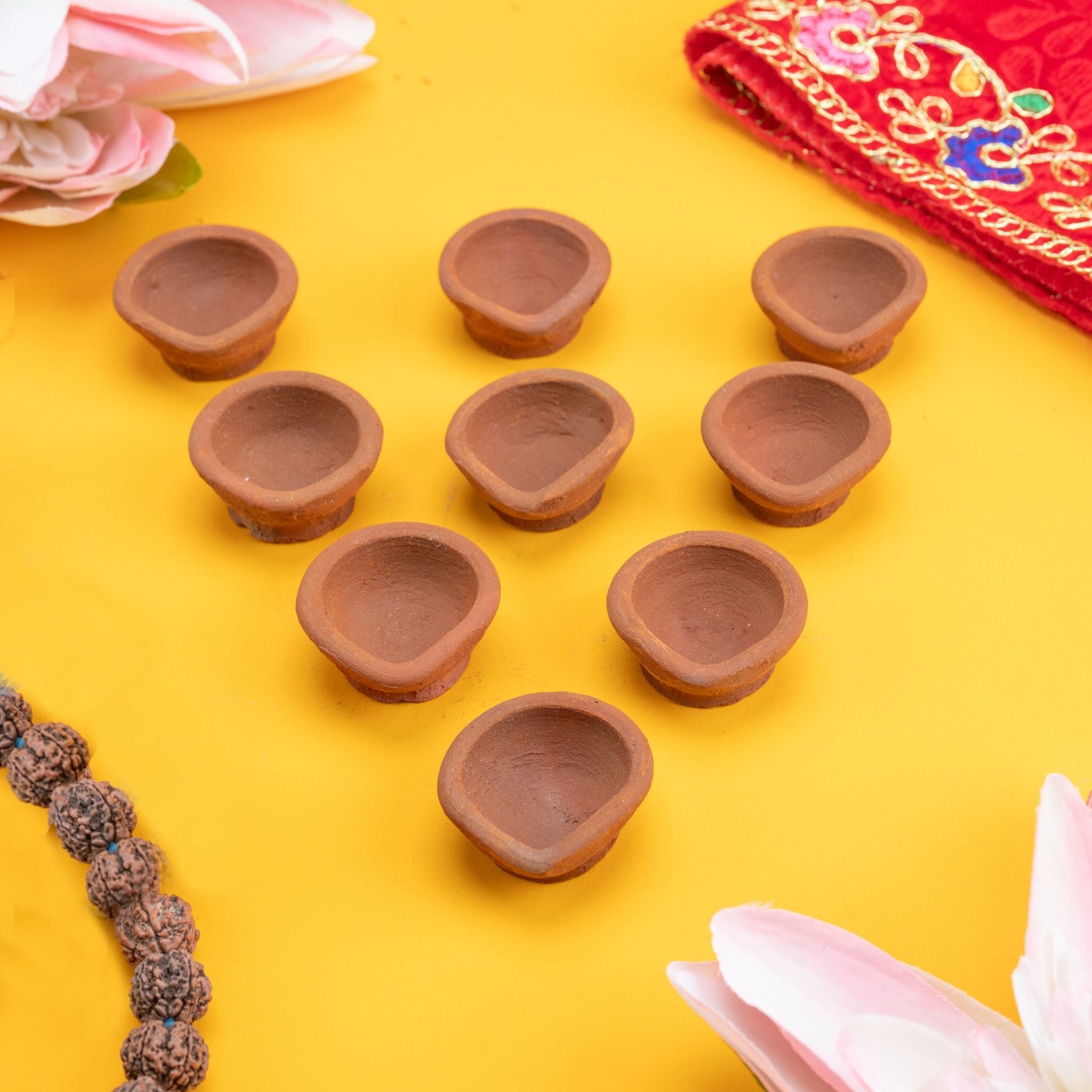 Set of 10 Small Clay Diya
