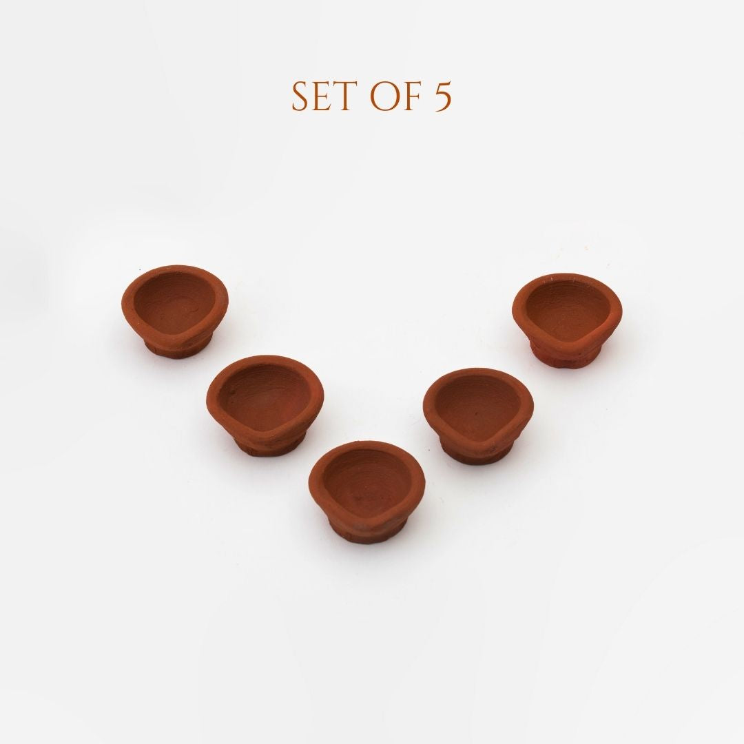 Set of 5 Clay Diya
