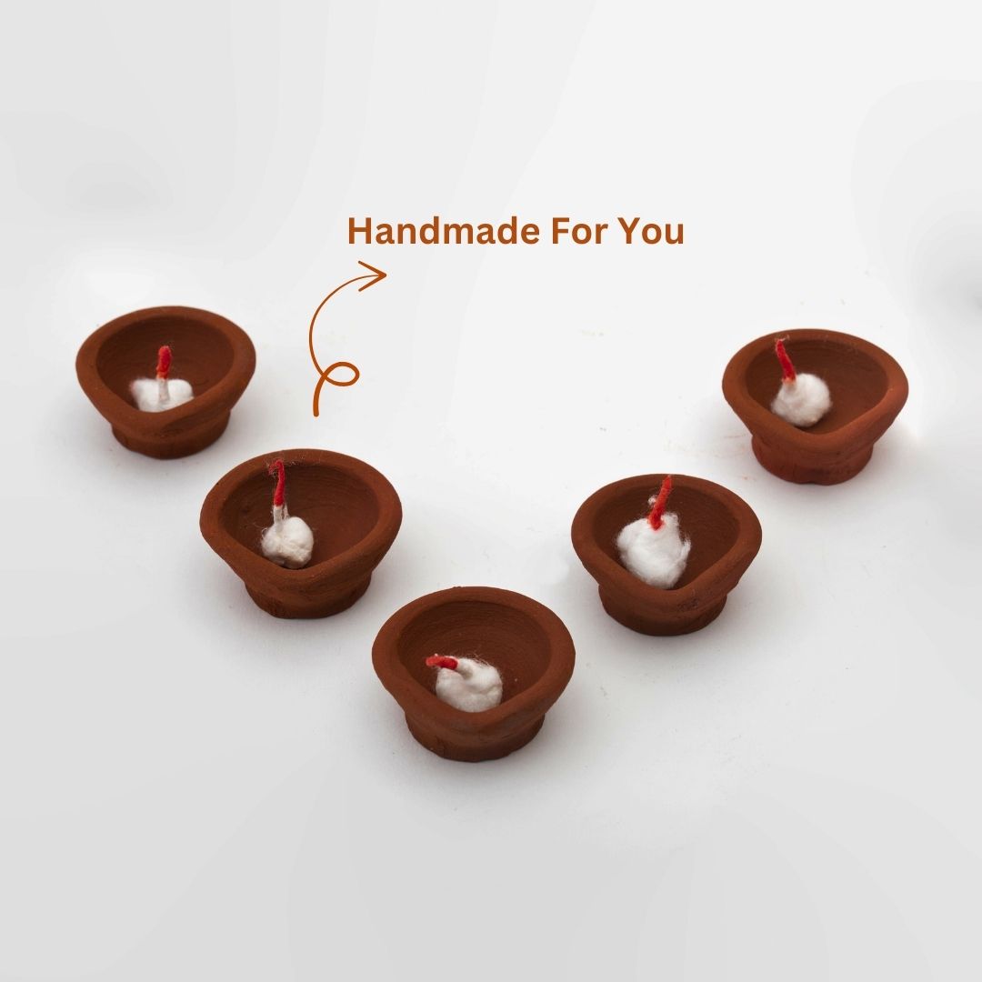 Set of 5 Clay Diya Handmade