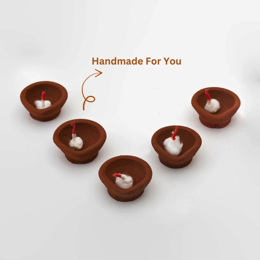 Set of 5 Clay Diya Handmade