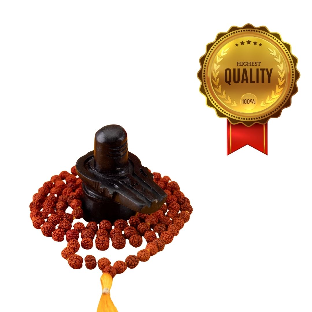 Shivling and 5 Mukhi Rudraksh Mala for Home