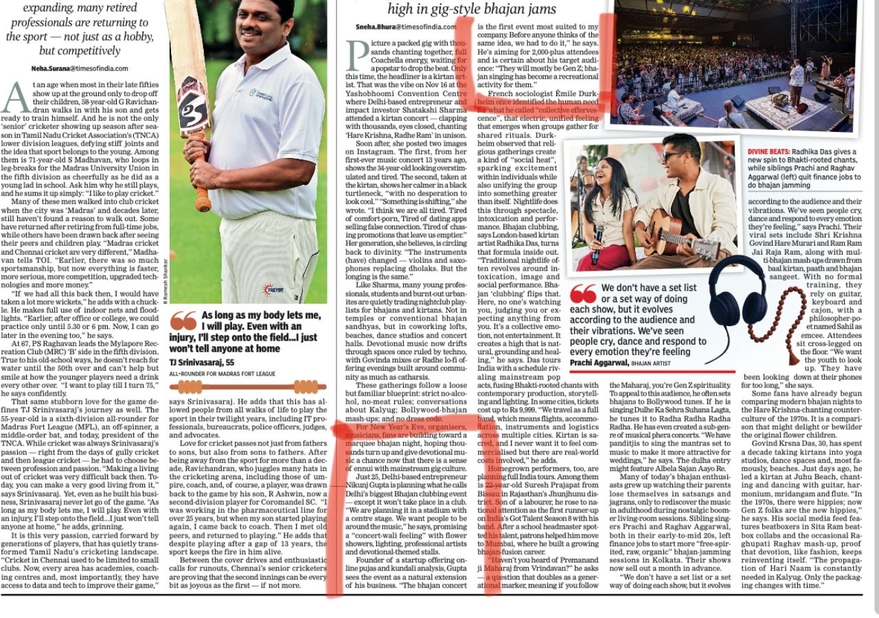 Times Of India Coverage Bhajan Clubbing Event By Nikunj Gupta