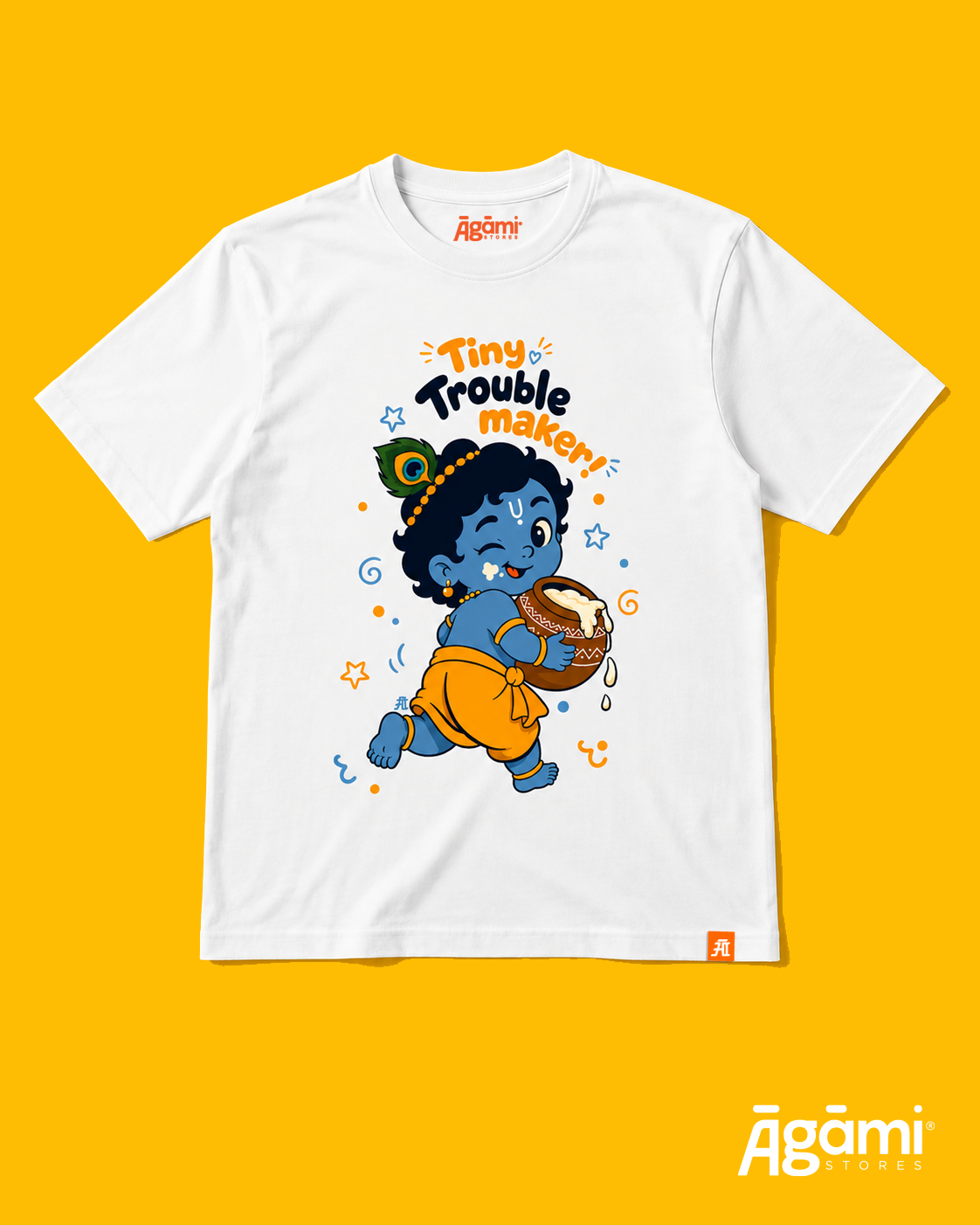 Tiny Trouble Maker Krishna Kids' T-Shirt - White