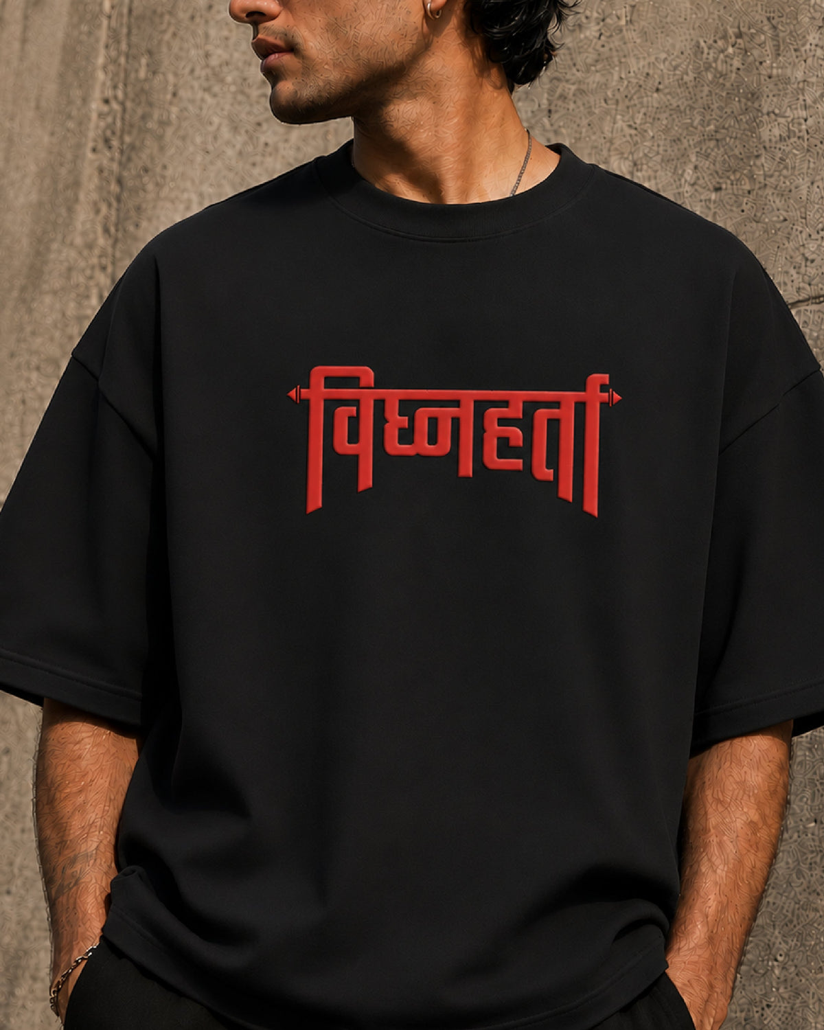 Ganpati Vighnaharta Oversized T-Shirt - Black