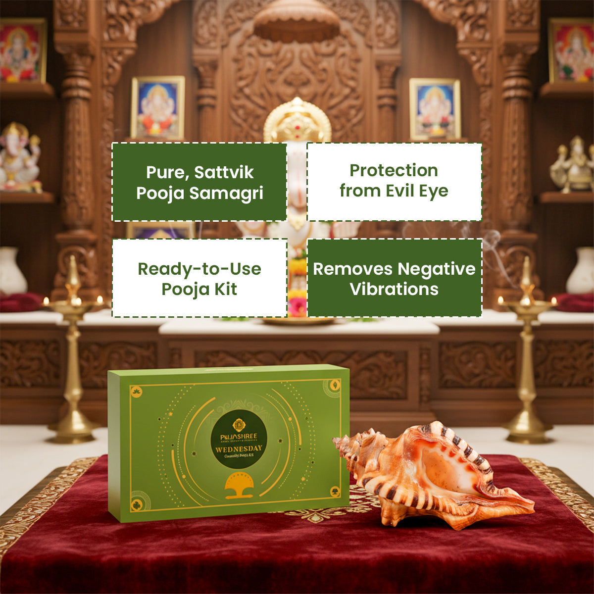 Complete Ganeshji Pooja Samagri Kit with Shankh - Combo