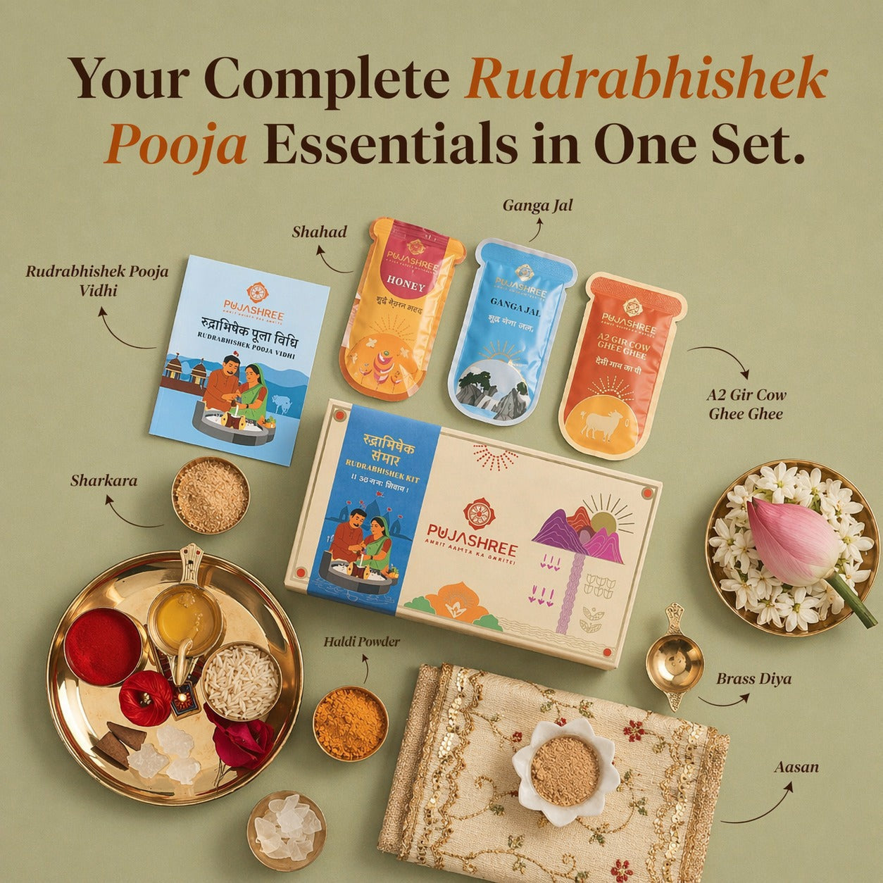 Rudrabhishek Kit - Complete Vedic Set for Shiv Pooja & Abhishek