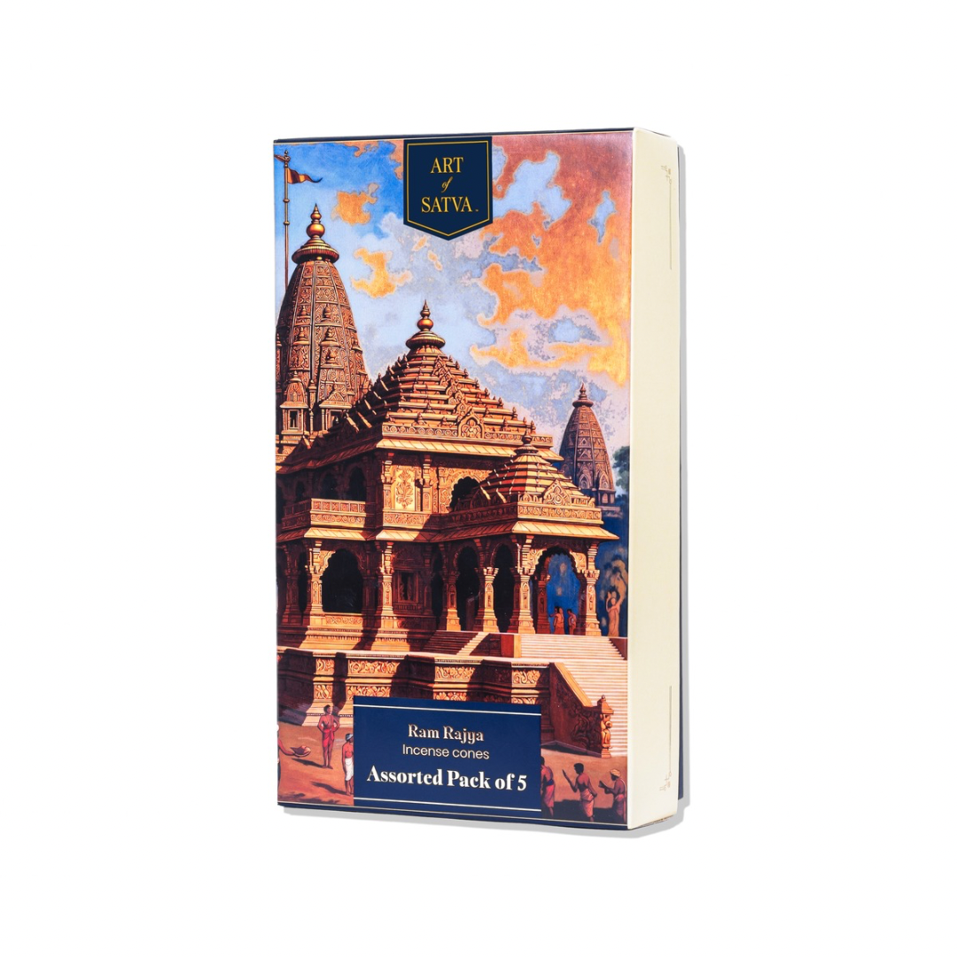 Art of Satva assorted Mandir incense pack angled view - Sanatana Journey