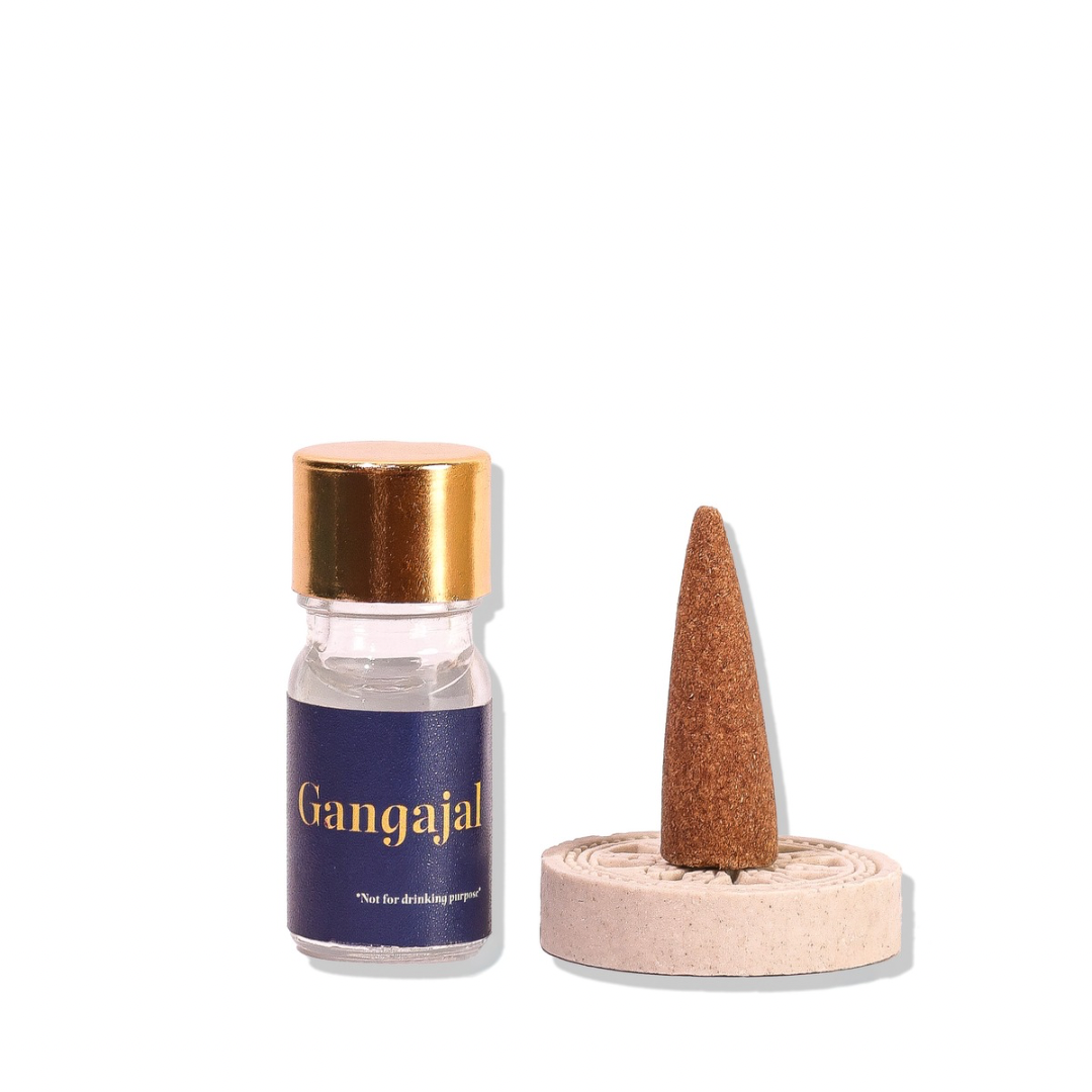 Incense cone with Gangajal bottle and holder by Art of Satva - Sanatana Journey