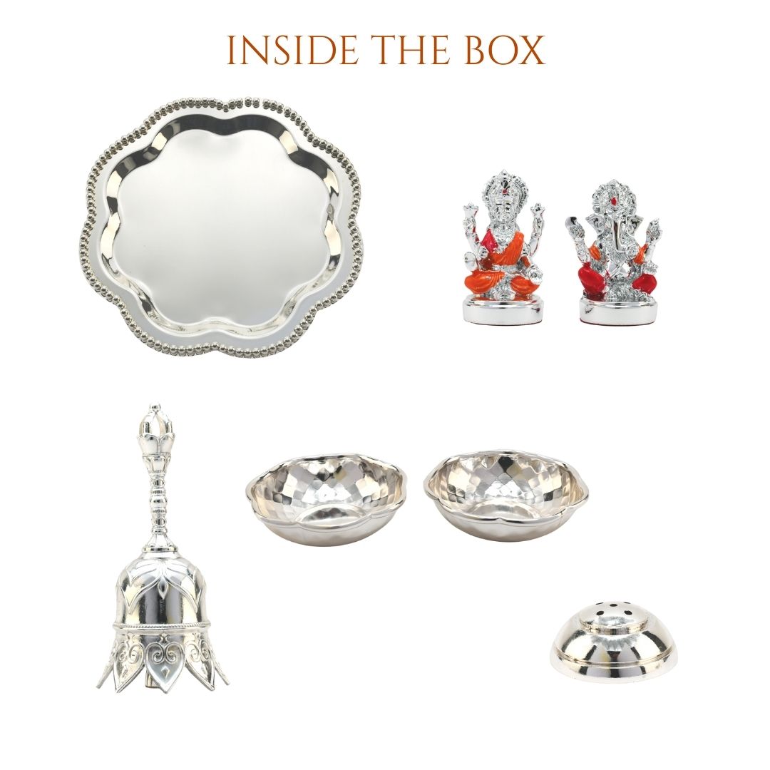 silver pooja thali set