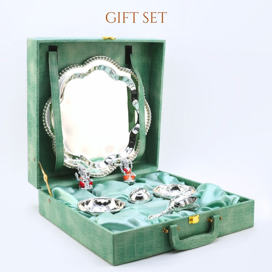 German Silver Pooja Thali Set