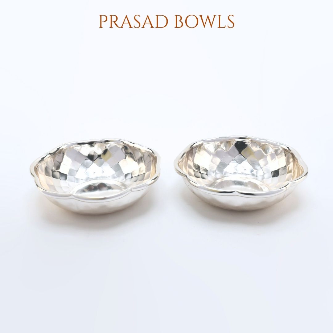 silver pooja thali set bowls