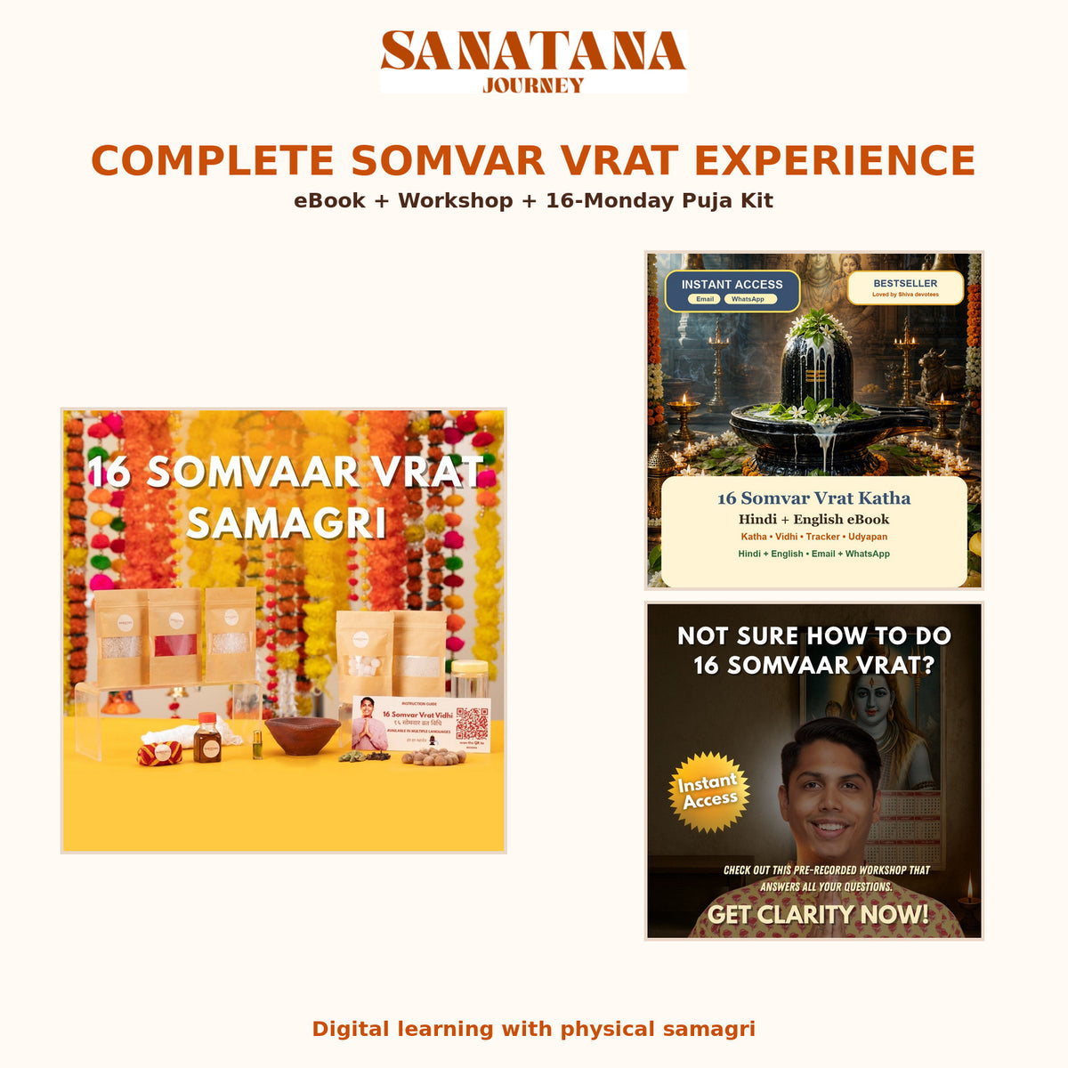 Complete Somvar Vrat Experience with eBook, workshop and puja kit