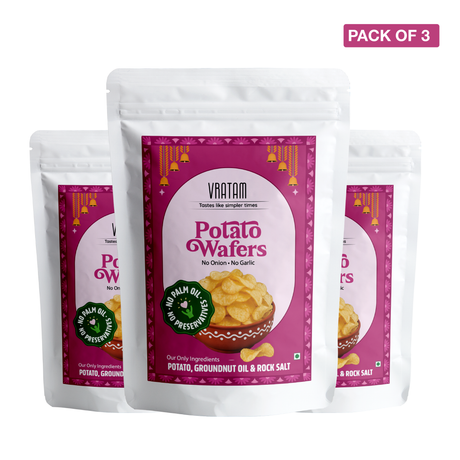Vratam Potato Wafers pack of 3, 120g each